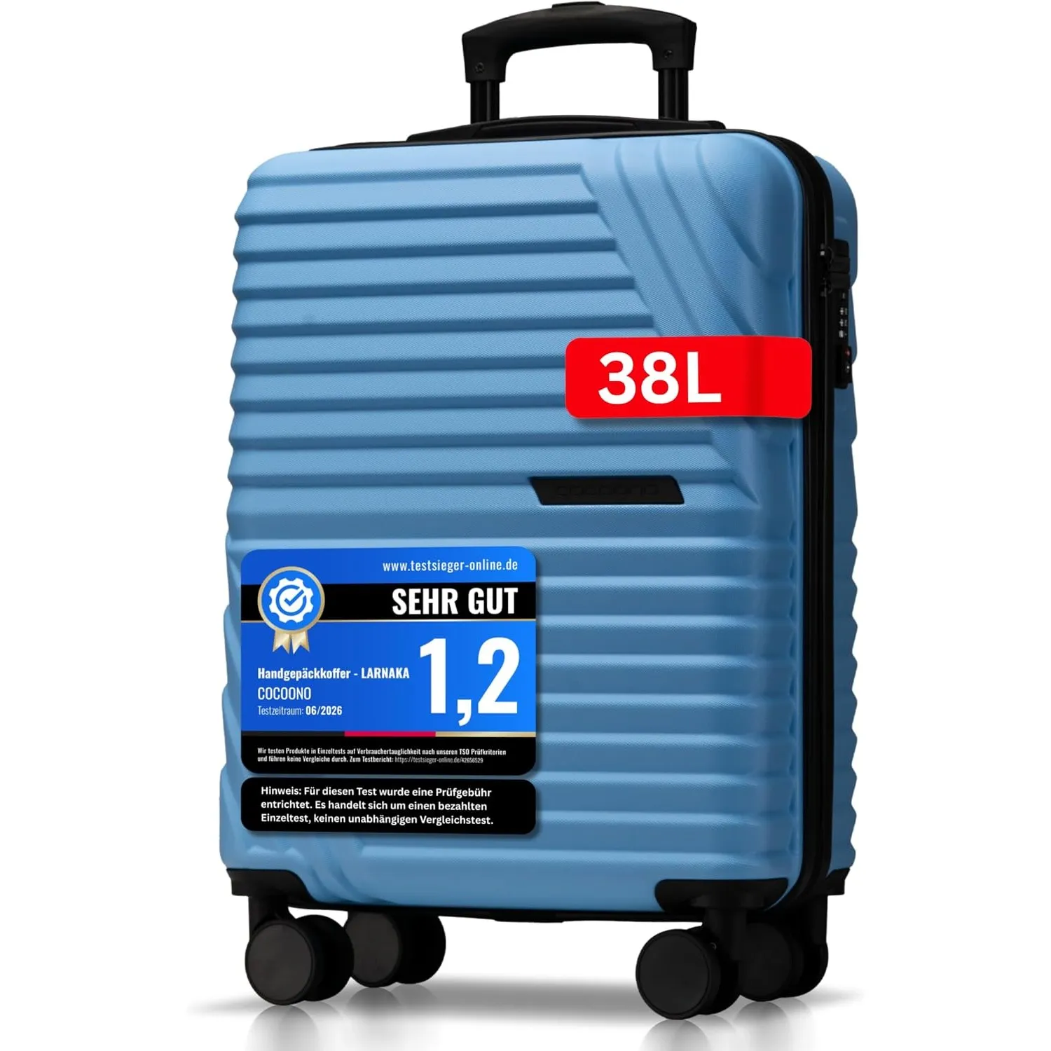 Cocoono Premium Handgepäck Koffer 55x40x20cm - passend für Ryanair, Lufthansa, Eurowings und co. I 38L Handgepäck Koffe…