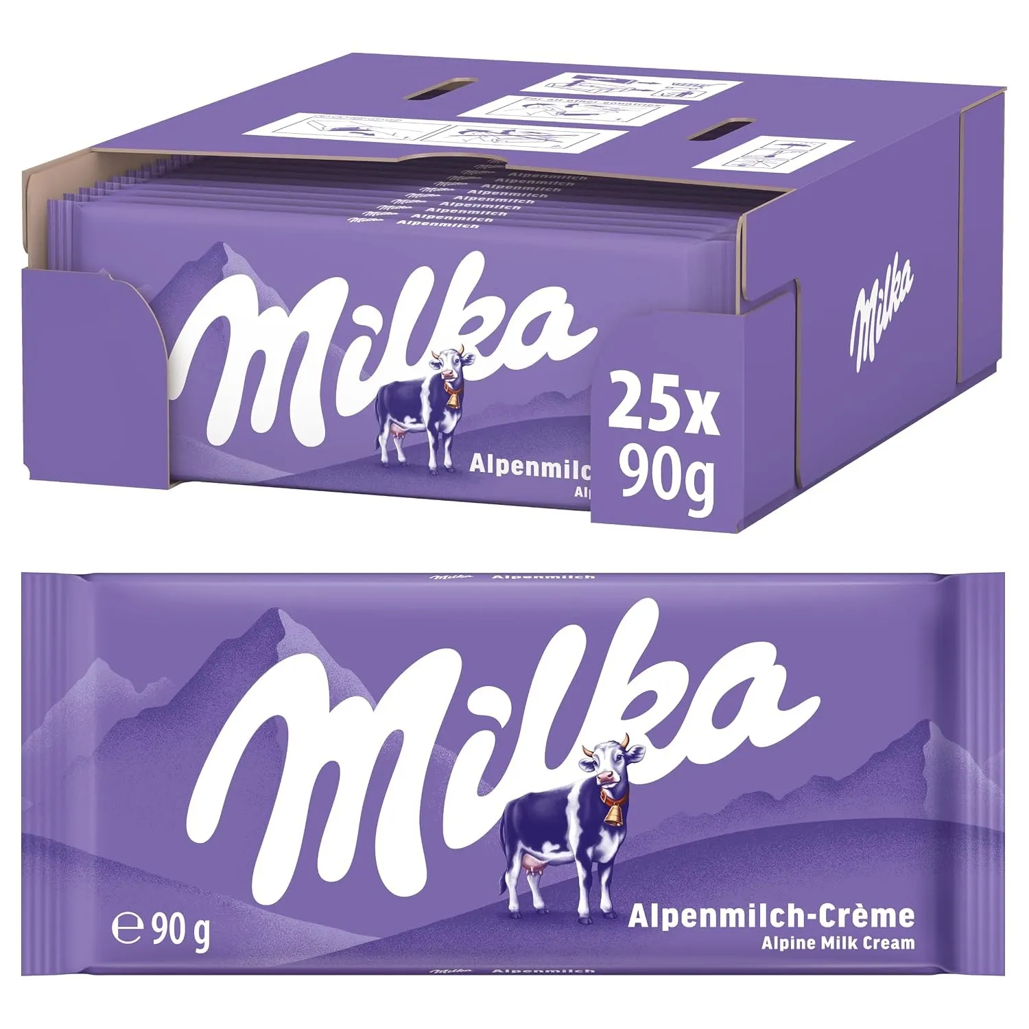 Milka Alpenmilch-Schokolade, 90 g (25er-Pack)