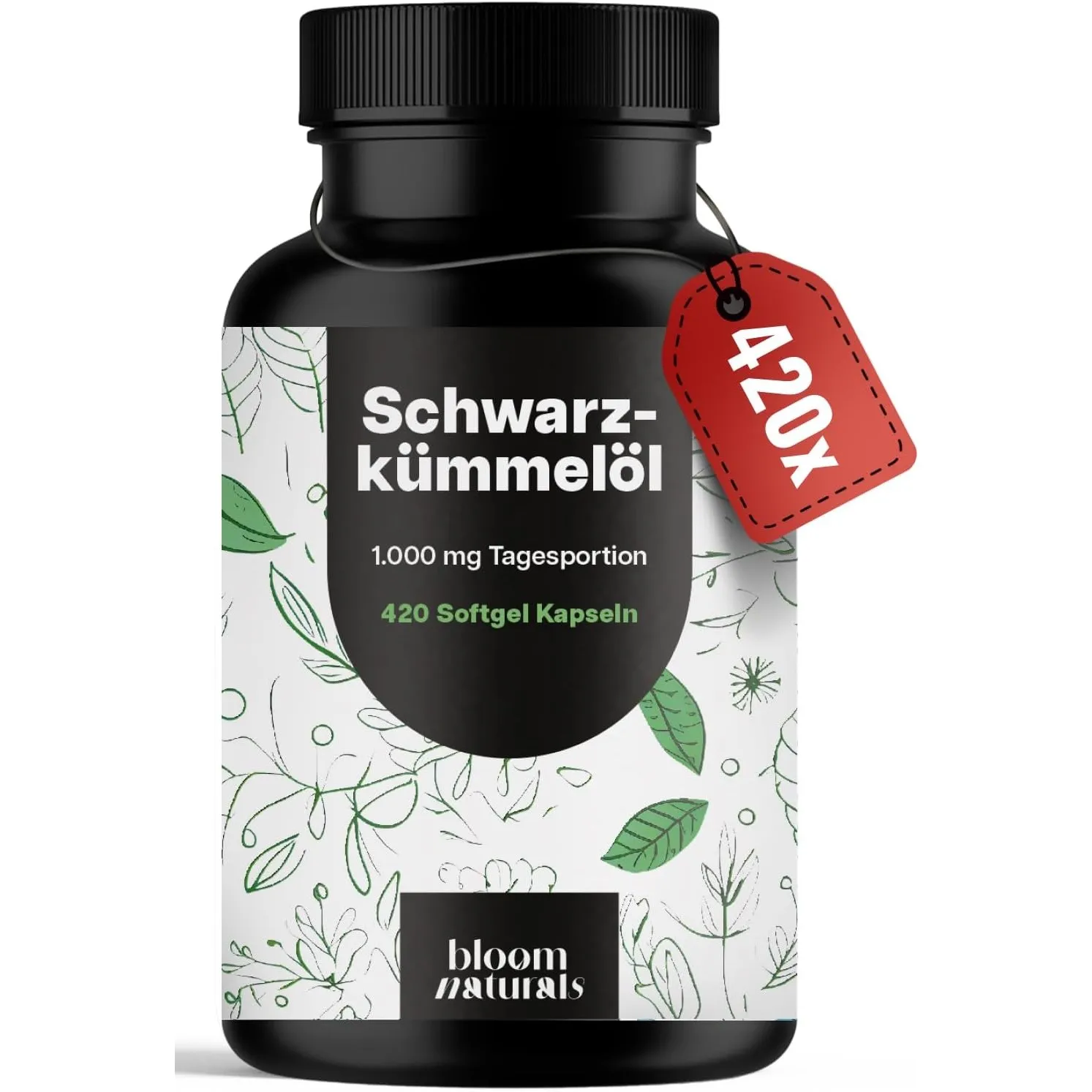 Schwarzkümmelöl Kapseln hochdosiert –420 Softgel-Kapseln – 1.000 mg pro Tag