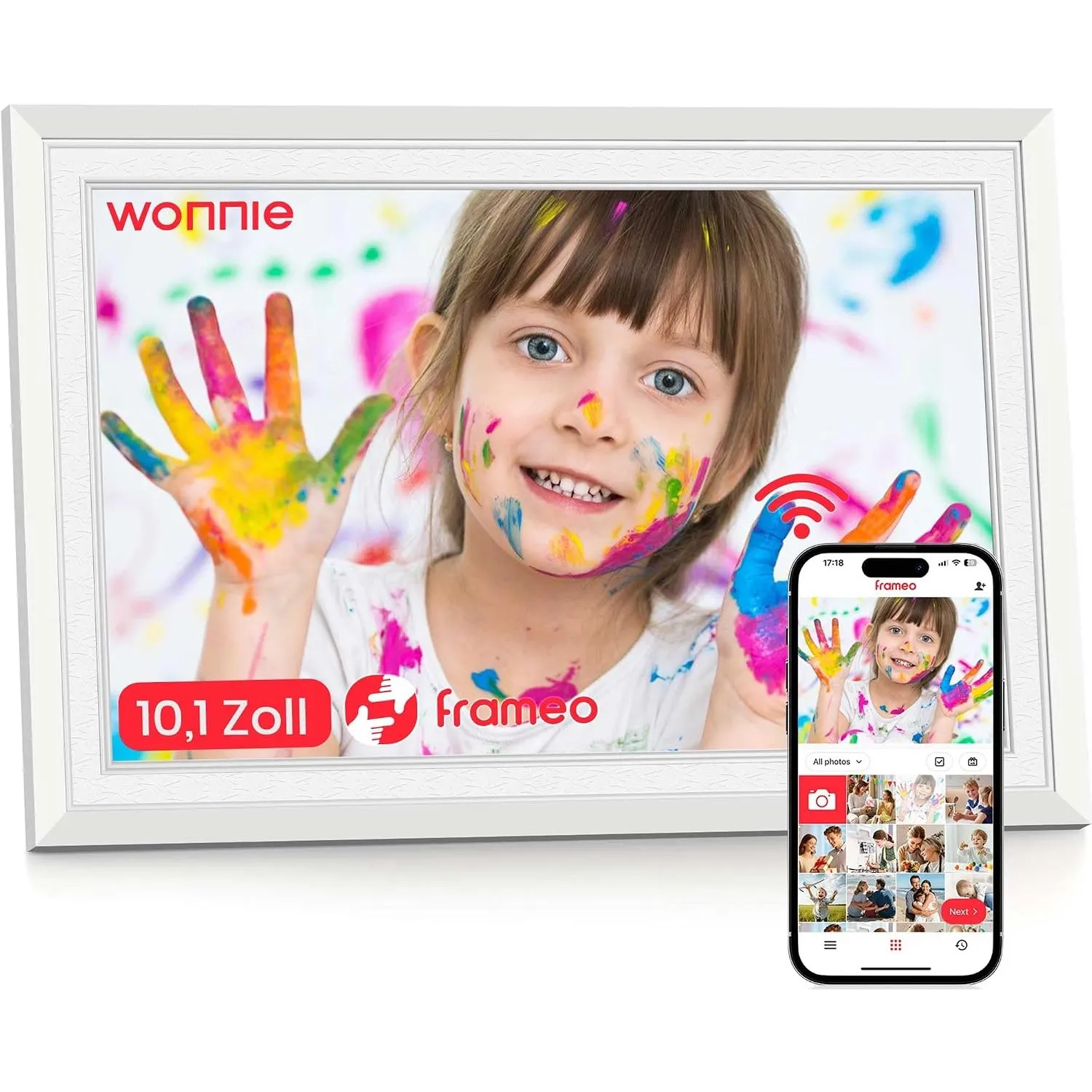 Frameo WLAN Digitaler Bilderrahmen 10,1 Zoll, HD 1280 * 800 IPS Touchscreen Elektronischer FotoRahmen mit 32GB Speicher…