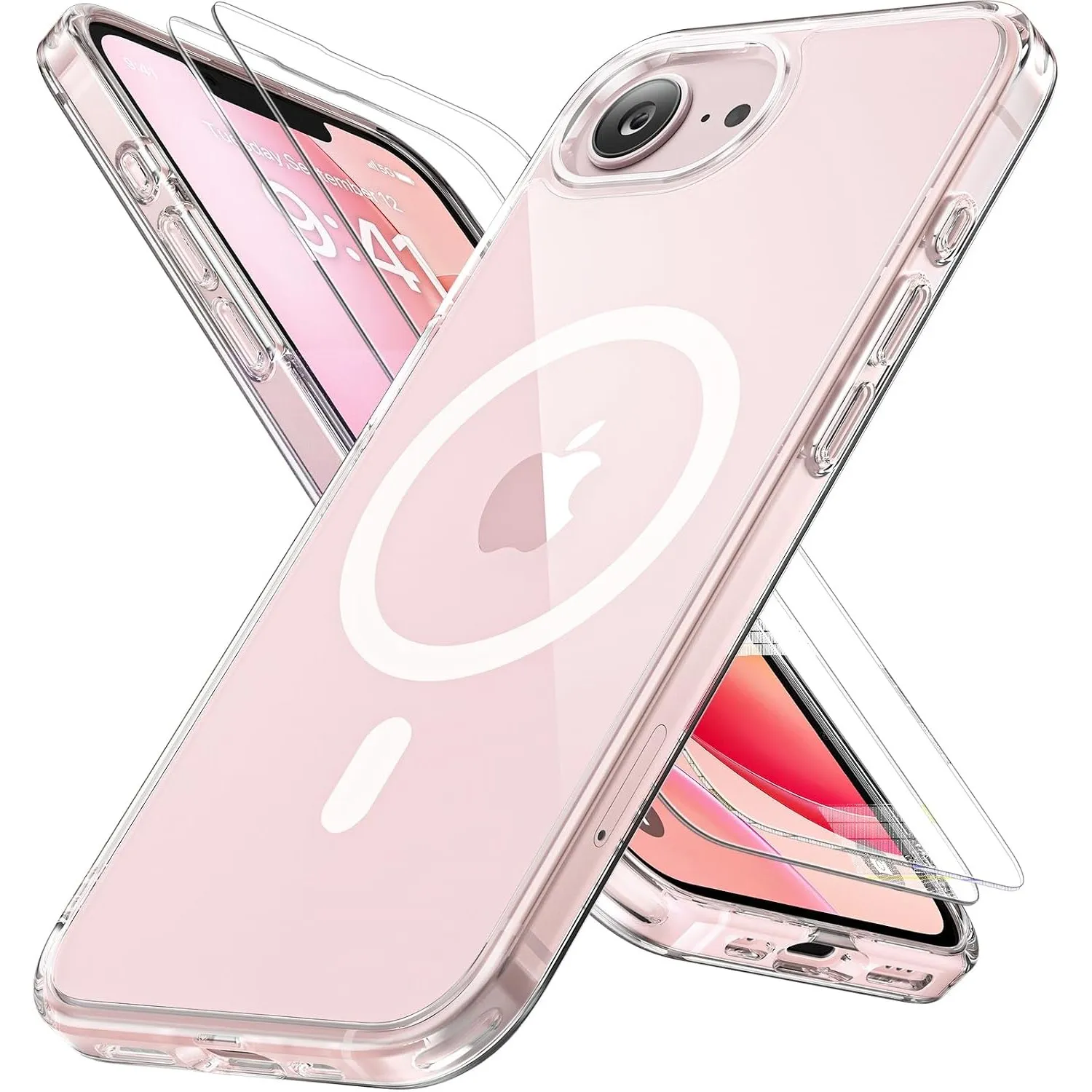 Miracase für iPhone 17e / 16e Hülle mit Magsafe, 2 9H+ Panzerglas,Klar