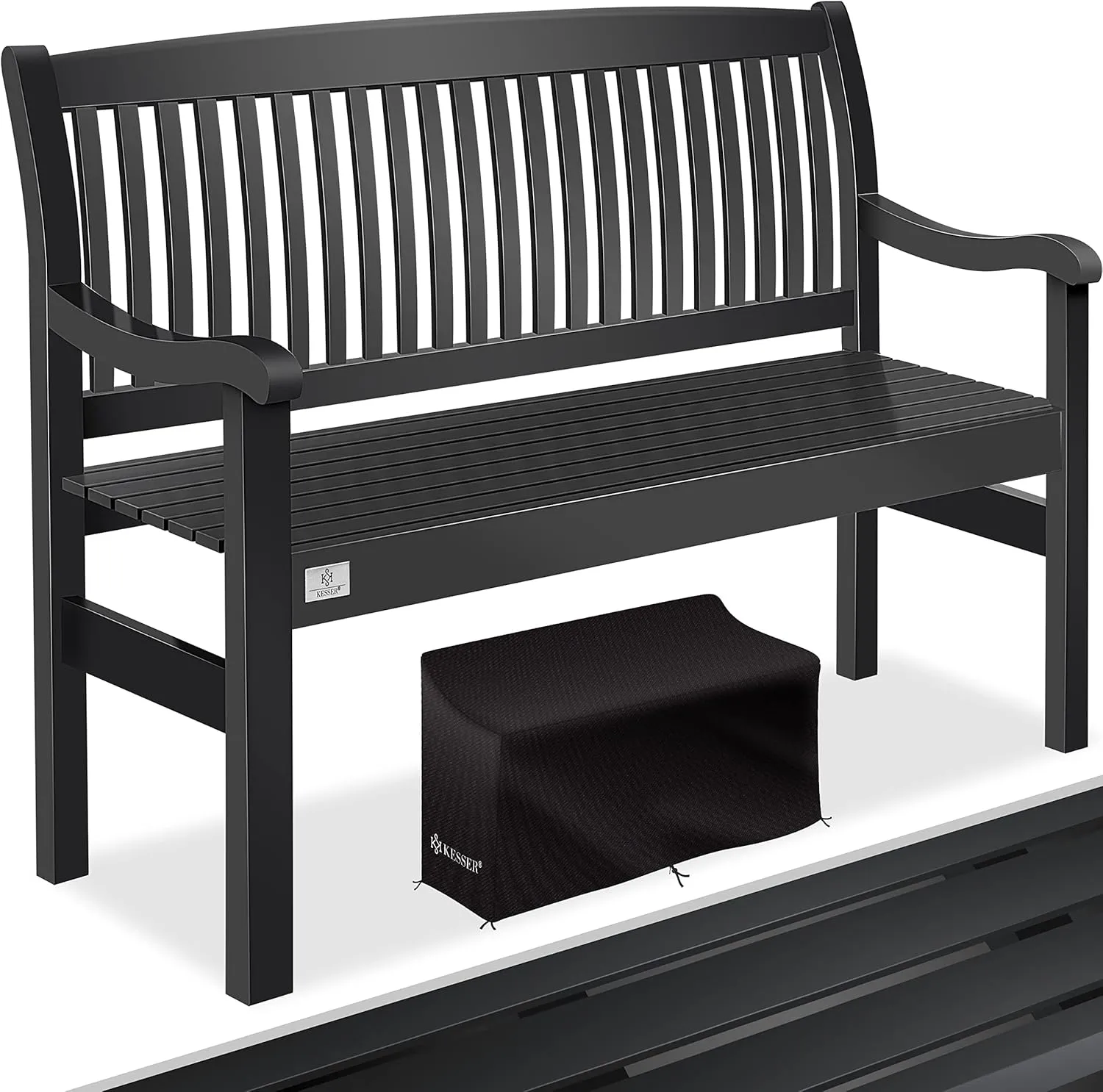 KESSER® Gartenbank Holz wetterfest 125 cm, Holzbank Garten 2-3 Sitzer, Sitzbank Outdoor, Balkonbank aus Massivholz, Par…