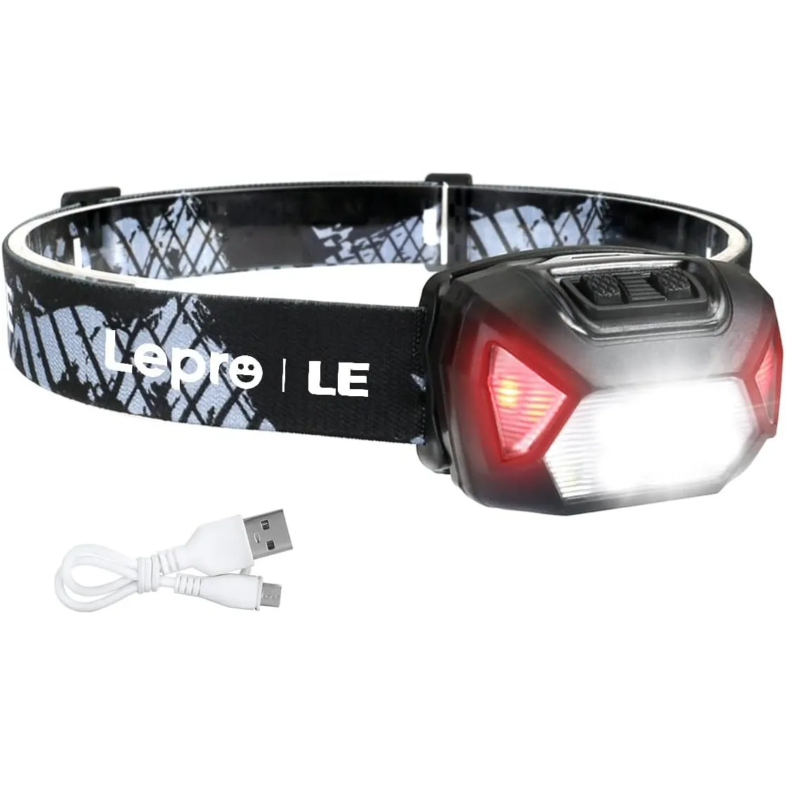 Lepro Stirnlampe LED Wiederaufladbar, USB C Kopflampe mit 6 Modi & Rotlicht