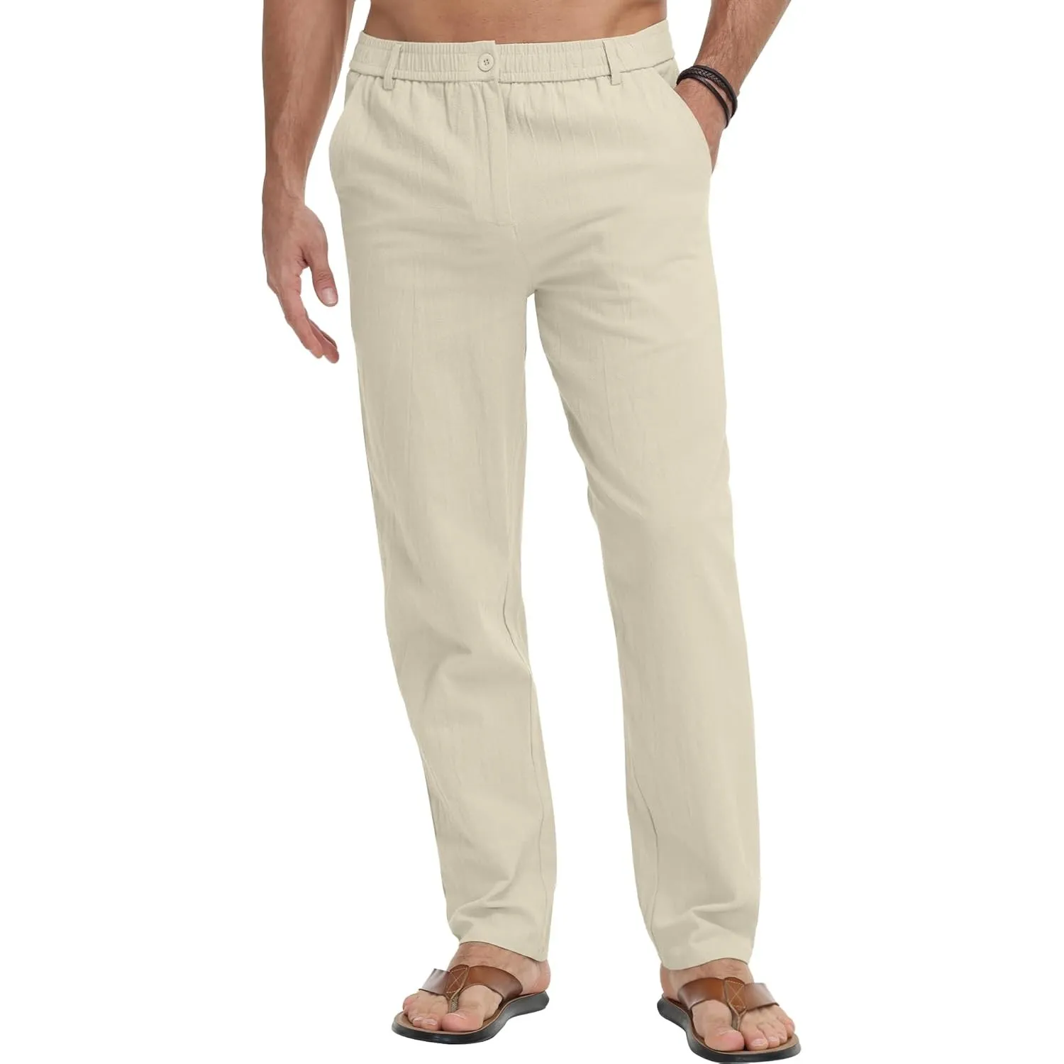 LVCBL Herren Hosen Leichte Sommerhose Lang Freizeithose Strandhose Herrenhosen
