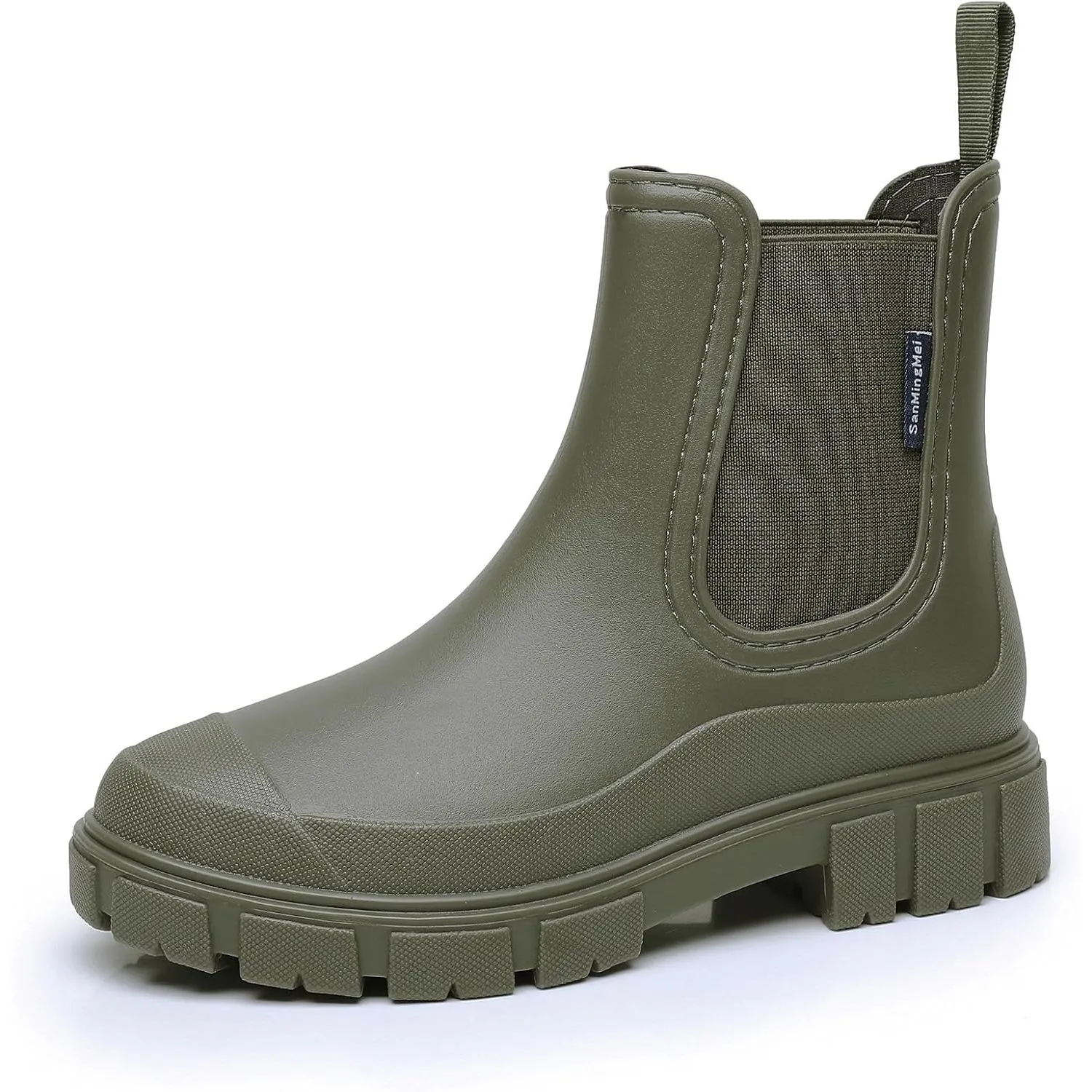 DRECAGE Gummistiefel Damen Wasserdicht Stiefel Damen Halbhoch Ankle Chelsea Boots Stylisch Stiefeletten mit Rutschfest …