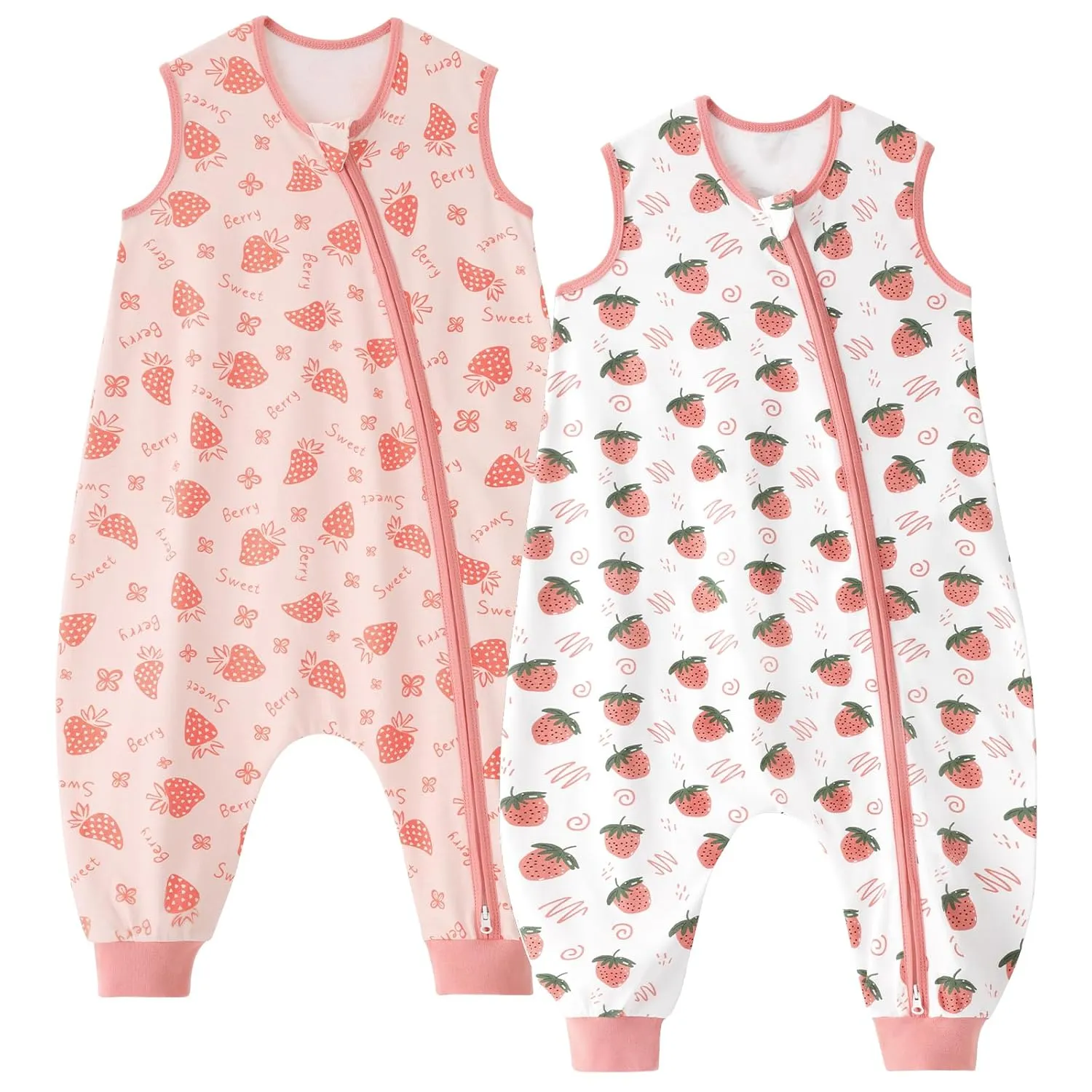Unnivoll Baby Sleeping Bag with Feet, 0.5 Tog, Sleeping Bag, Baby Summer, Pack of 2, Cotton Sleeping Bag with Legs, Bab…