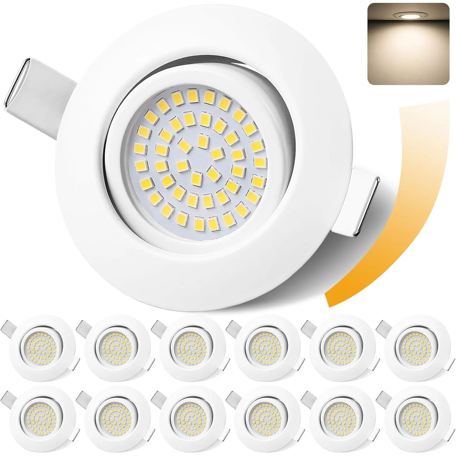GeyouLux LED Einbaustrahler 230V Dimmbar 68mm 6W IP44 LED Spots 12er set