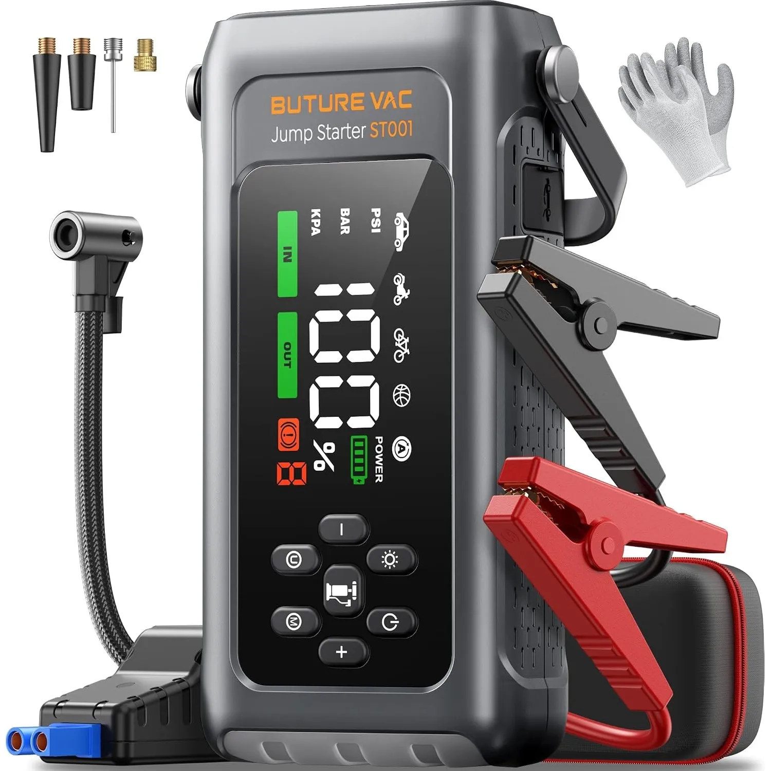 5000A Starthilfe Powerbank mit 150PSI Kompressor, 12V Auto Starthilfe Powerbank für 12 V(Bis zu All Benzin und 9.0L Die…