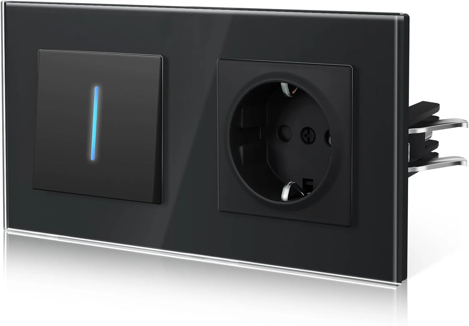 BSEED Light Switch with Glass Socket, Flush-Mounted Switch, Backlight with Claws, Interchangeable Switch E-series, 1-Ga…
