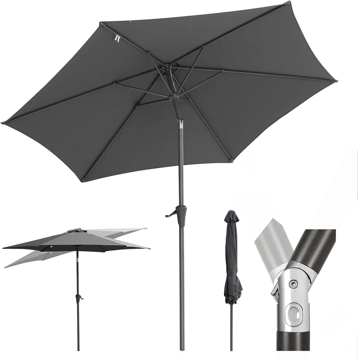 Sekey Parasol 270 cm with UV50+ Protection, Water-Repellent Garden Umbrella with Crank Operation - Ideal for Garden, Ba…