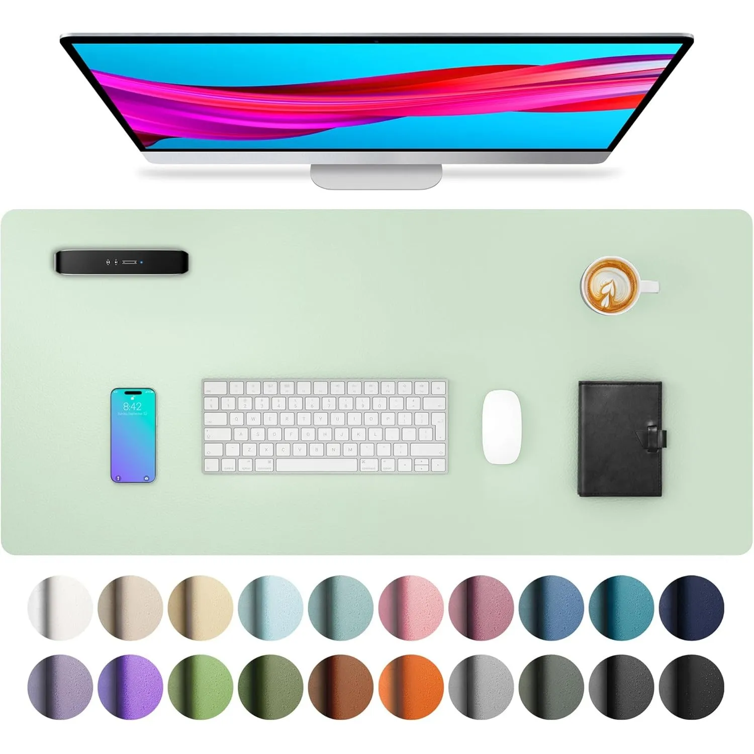 Aothia Schreibtischunterlage,Mauspad mit Leder und Rutchfeste Wildleder,Multifunktionales Office Mousepad Laptop Schrei…