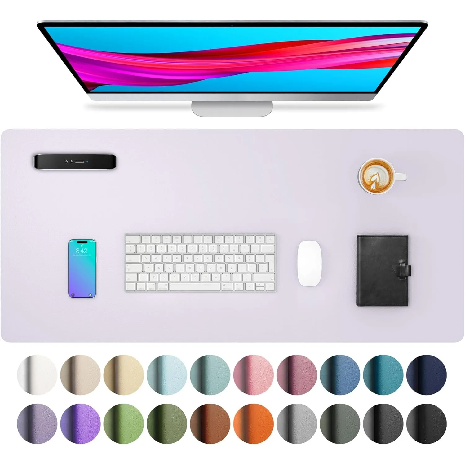Aothia Schreibtischunterlage,Mauspad mit Leder und Rutchfeste Wildleder,Multifunktionales Office Mousepad Laptop Schrei…