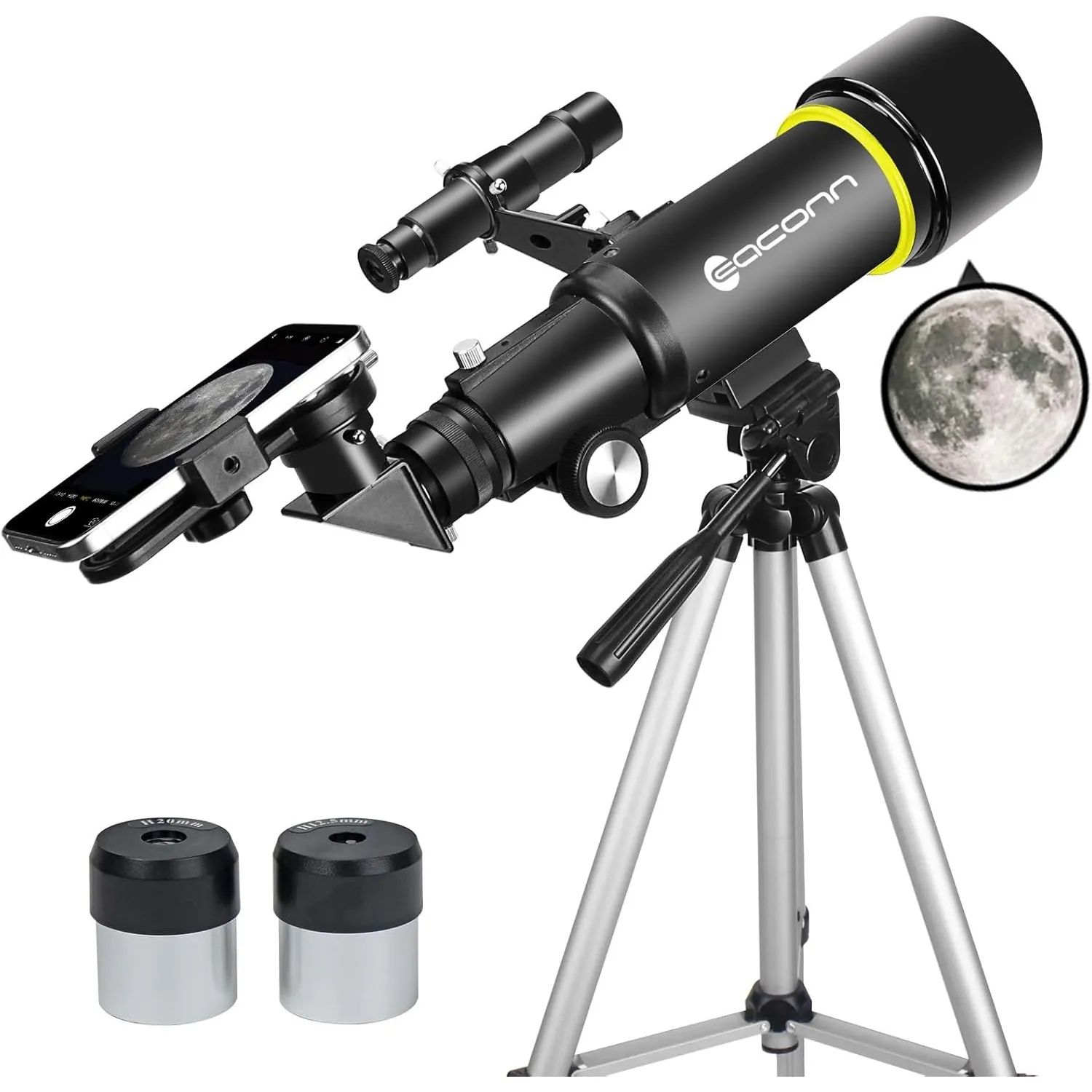 Teleskop für Erwachsene Anfänger, 70mm Aperture 400mm AZ Mount Voll Multi-Coated Optics Refraktor Tragbare Teleskope, R…