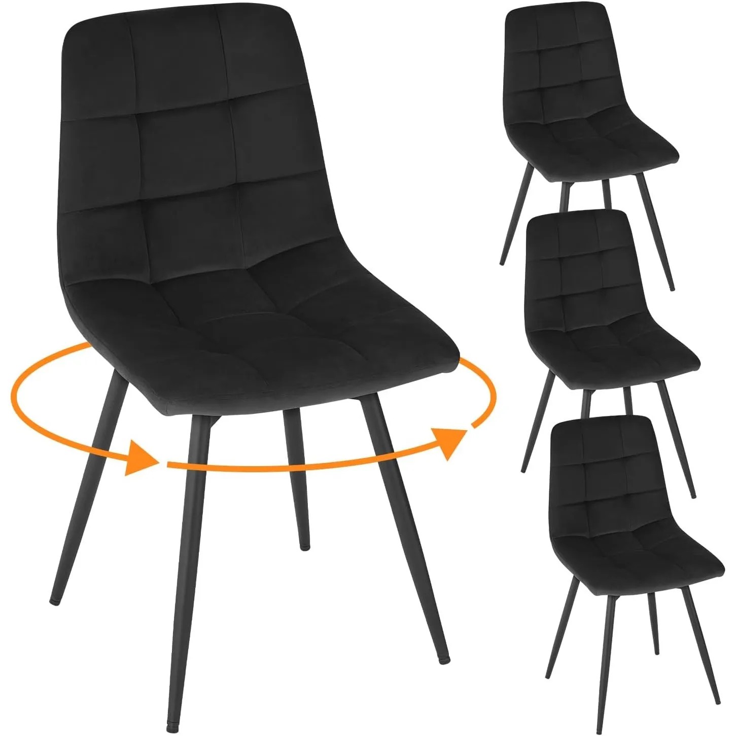 EUGAD Esszimmerstühle 4er Set Drehbar Samt Schwarz