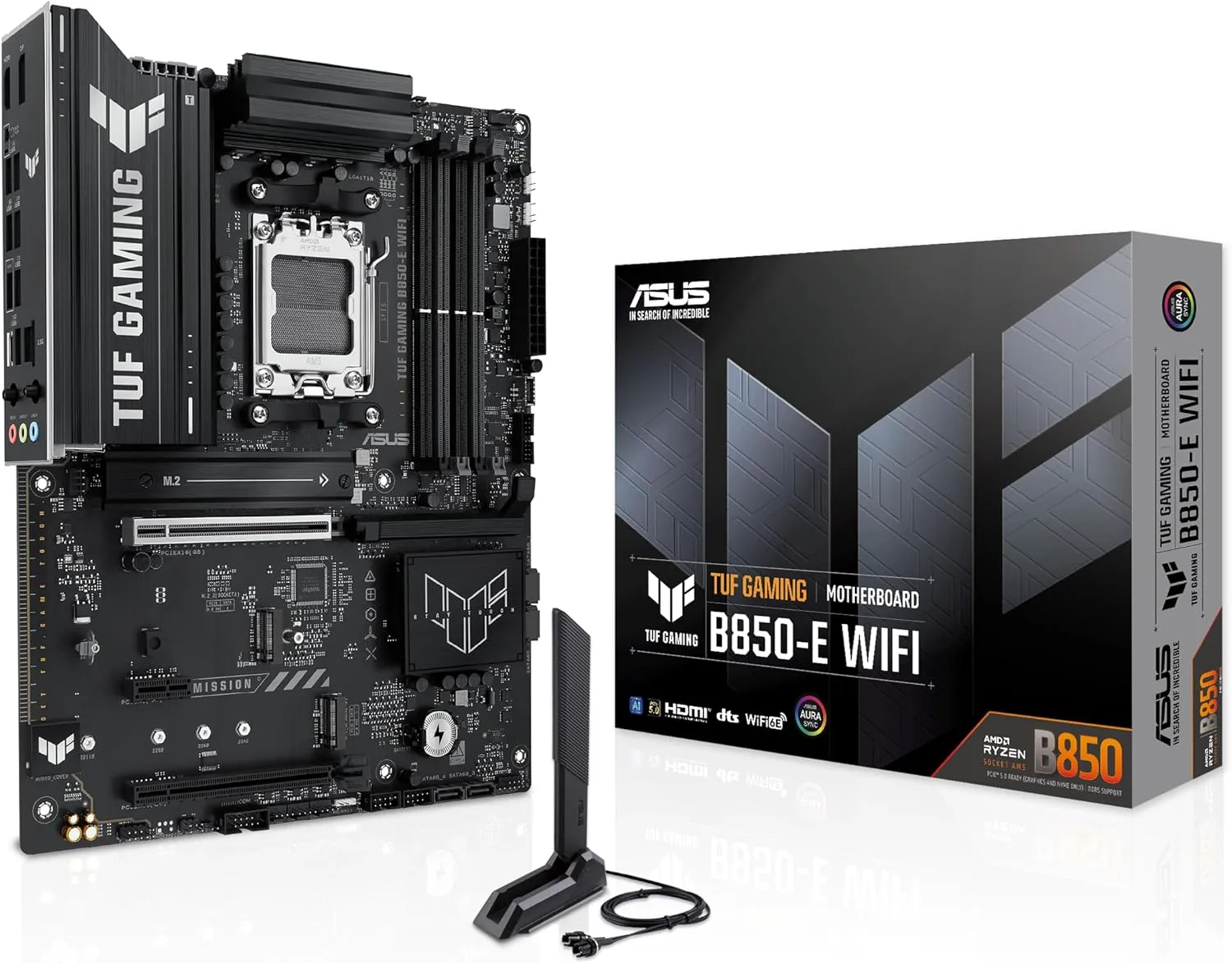 ASUS TUF Gaming B850-E Mainboard Sockel AMD AM5 (Ryzen 9000, PCIe 5.0, DDR5 Speicher, WiFi 6E, Q-Release, BIOS Flashbac…