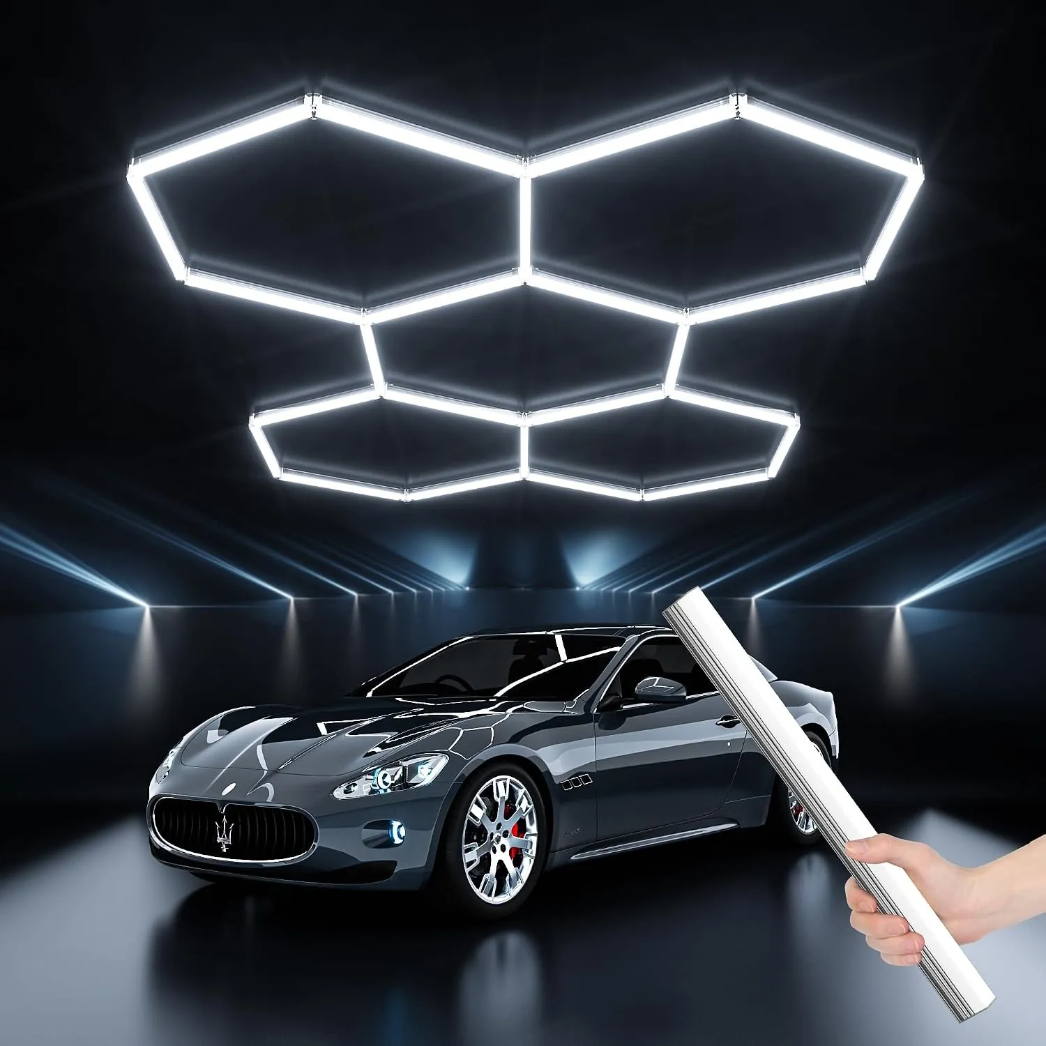 25 Pack Hexagon LED Garage Lights, 6500K Kaltweiß, 3-Stufige Dimmfunktion (30%/60%/100%) , für Garage, Lagerhallen, Wer…