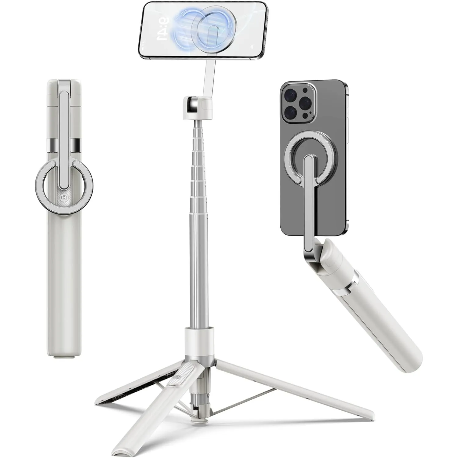 TONEOF 173cm Magnetisches Selfie Stick Stativ,Stark Magnetischer Aluminium Handyhalter, 360° Drehbarer, Einziehbares Re…