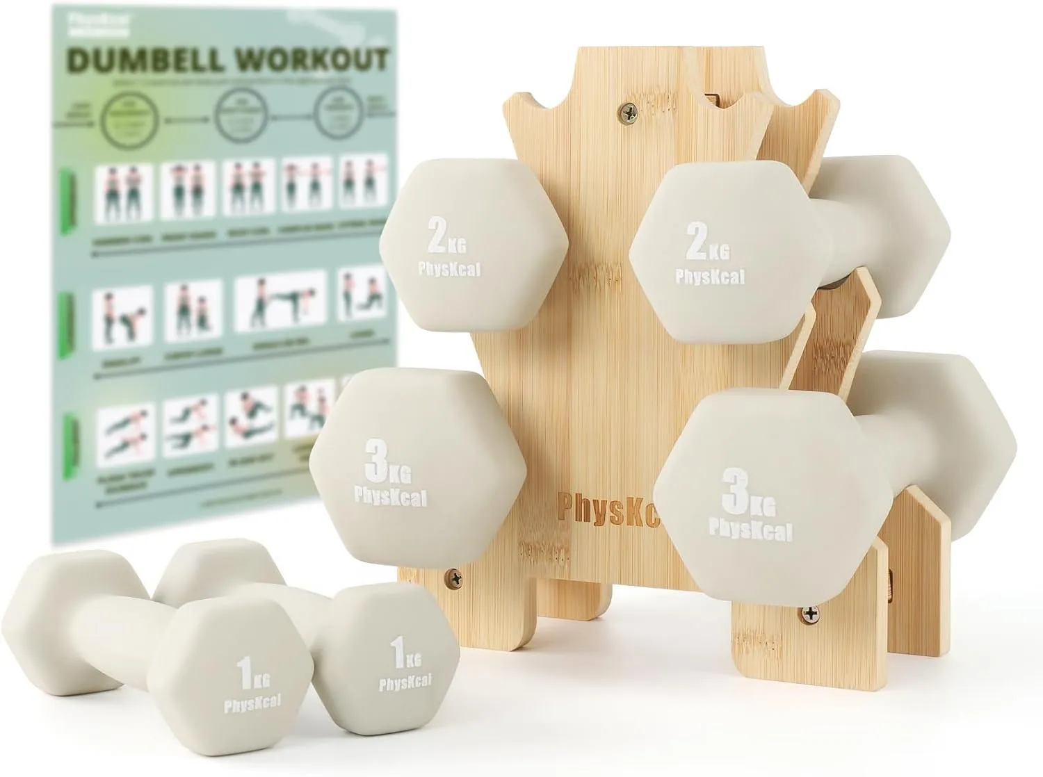 PhysKcal Kurzhantel-Set, Hanteln Set und Aufbewahrungsständer für Heimtraining, Fitnessstudio