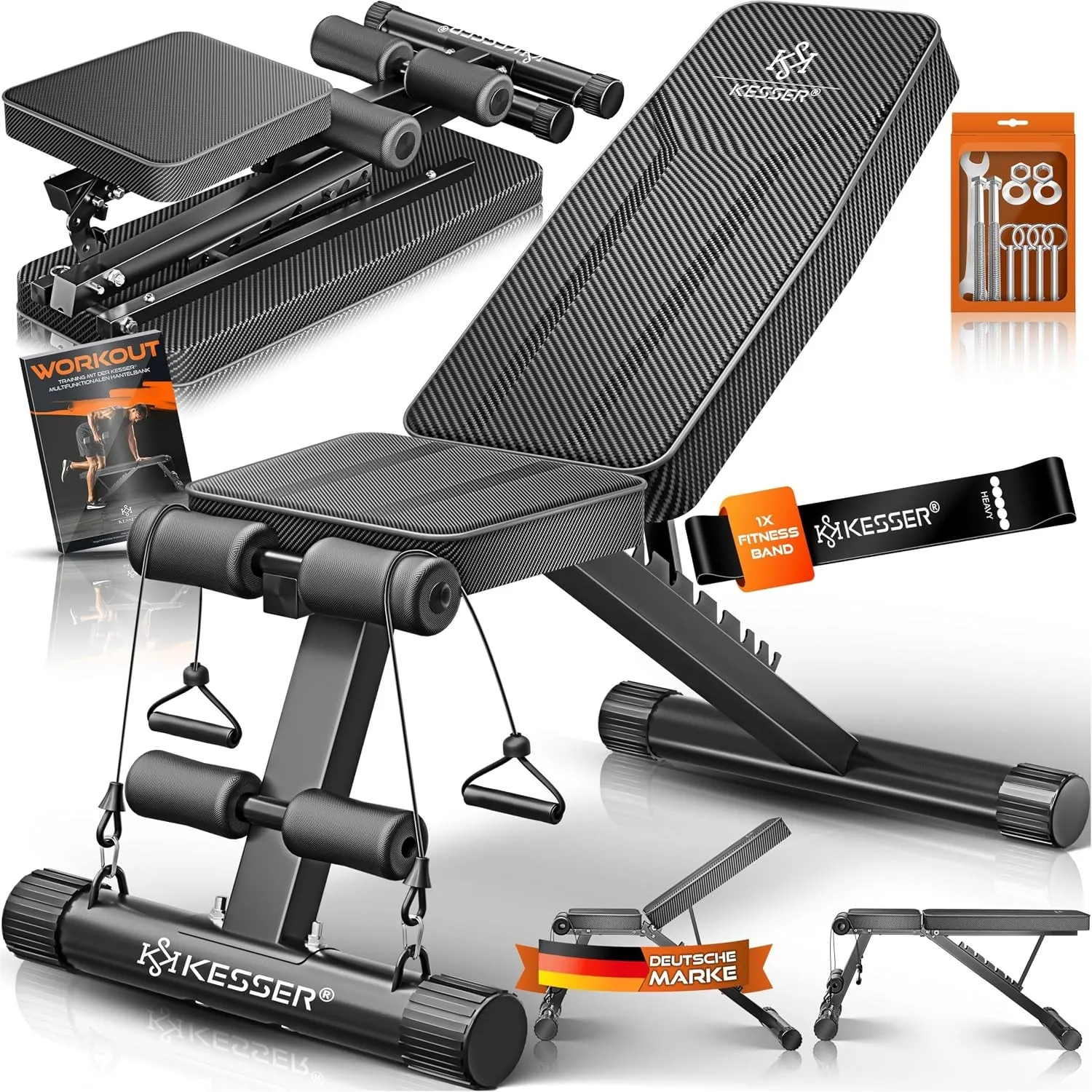 KESSER® Klappbare Hantelbank Multifunktionale Trainingsbank mit Rückenlehne 500kg Belastbarkeit | verstellbare Bank Fit…