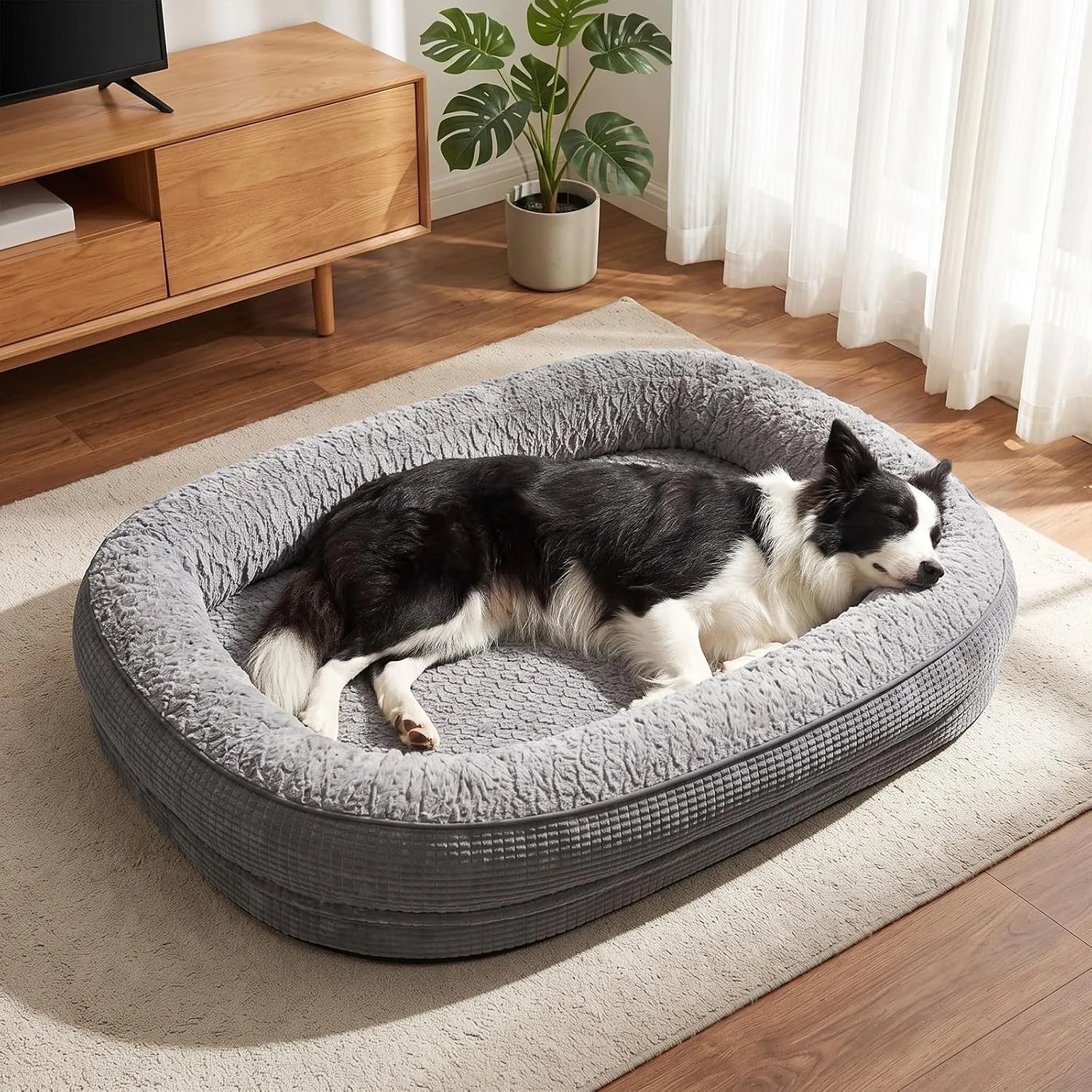 Pawk Orthopädisches Hundebett Mittelgroße Hunde, 89x63cm, Grau