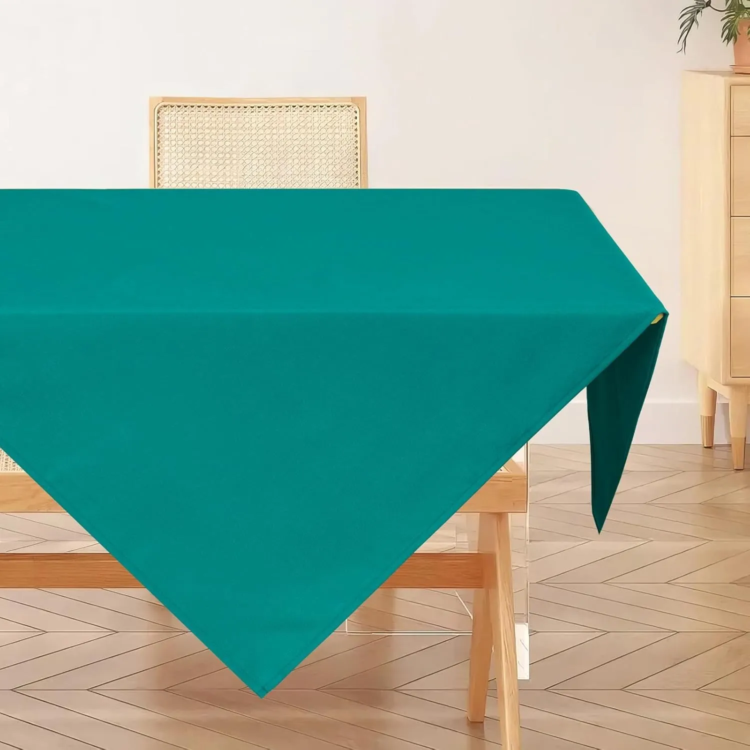 AooHome Tischdecke Abwaschbar, Blaugrün Tischdecken 100x100cm Leinen-Optik Tischtuch aus Polyester Wasserabweisend mit …