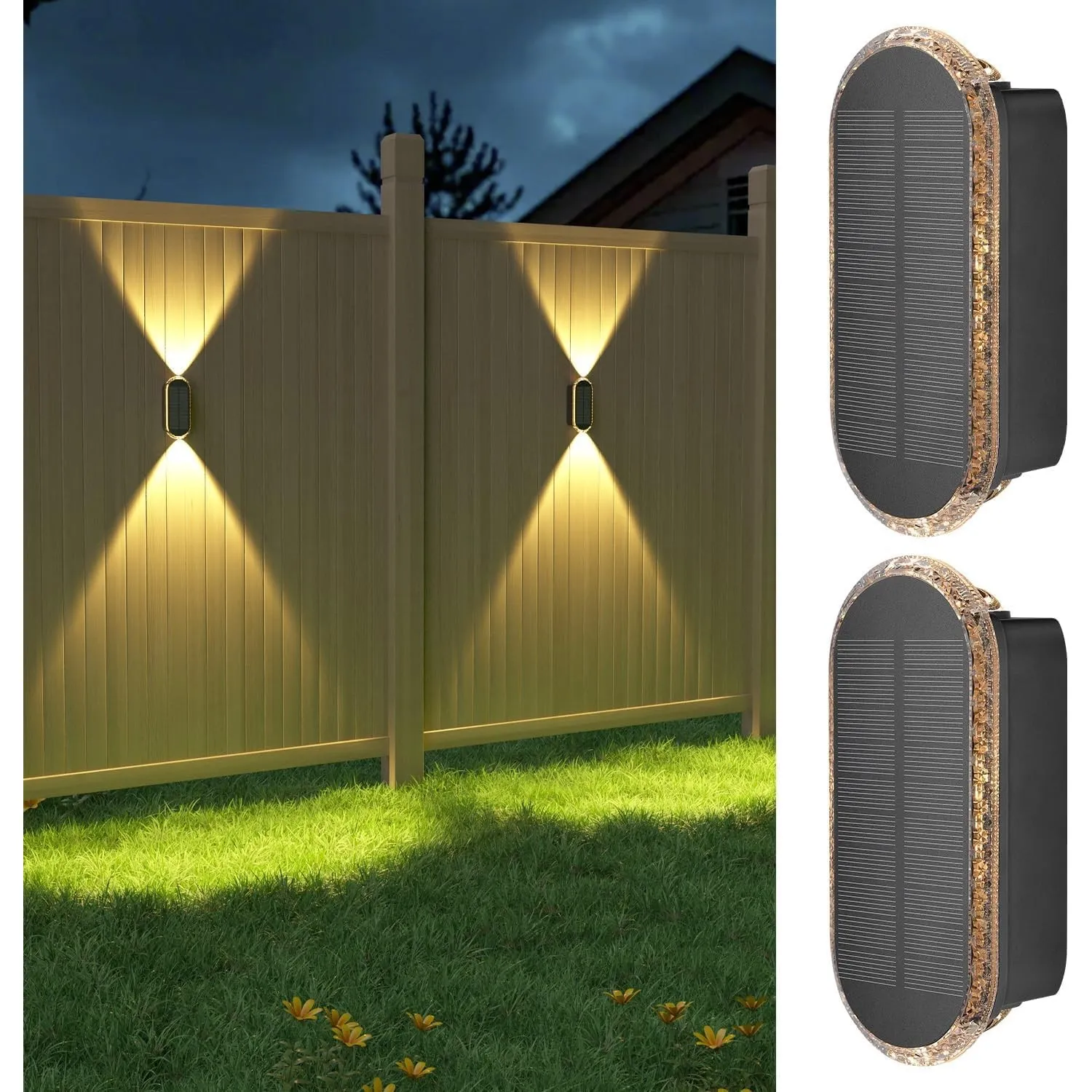 ELLASAY Solarlampen für Außen,Solar Wandleuchte Up and Down Leuchten Aussen IP65 Wasserdicht,3 Farben Heller Solarleuch…