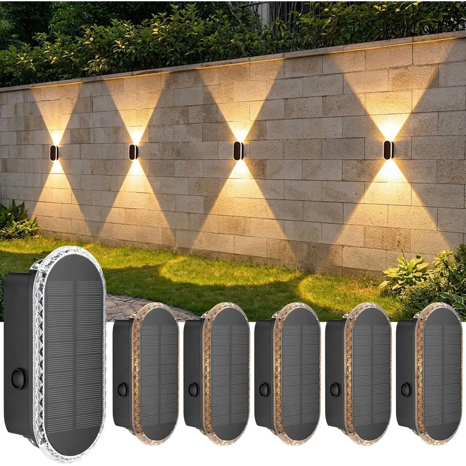 ELLASAY Solar Wandleuchten für Außen Garten: 6-Stück Solarlampen Aussen Up und Down - IP65 Wasserdicht Solarleuchten - …