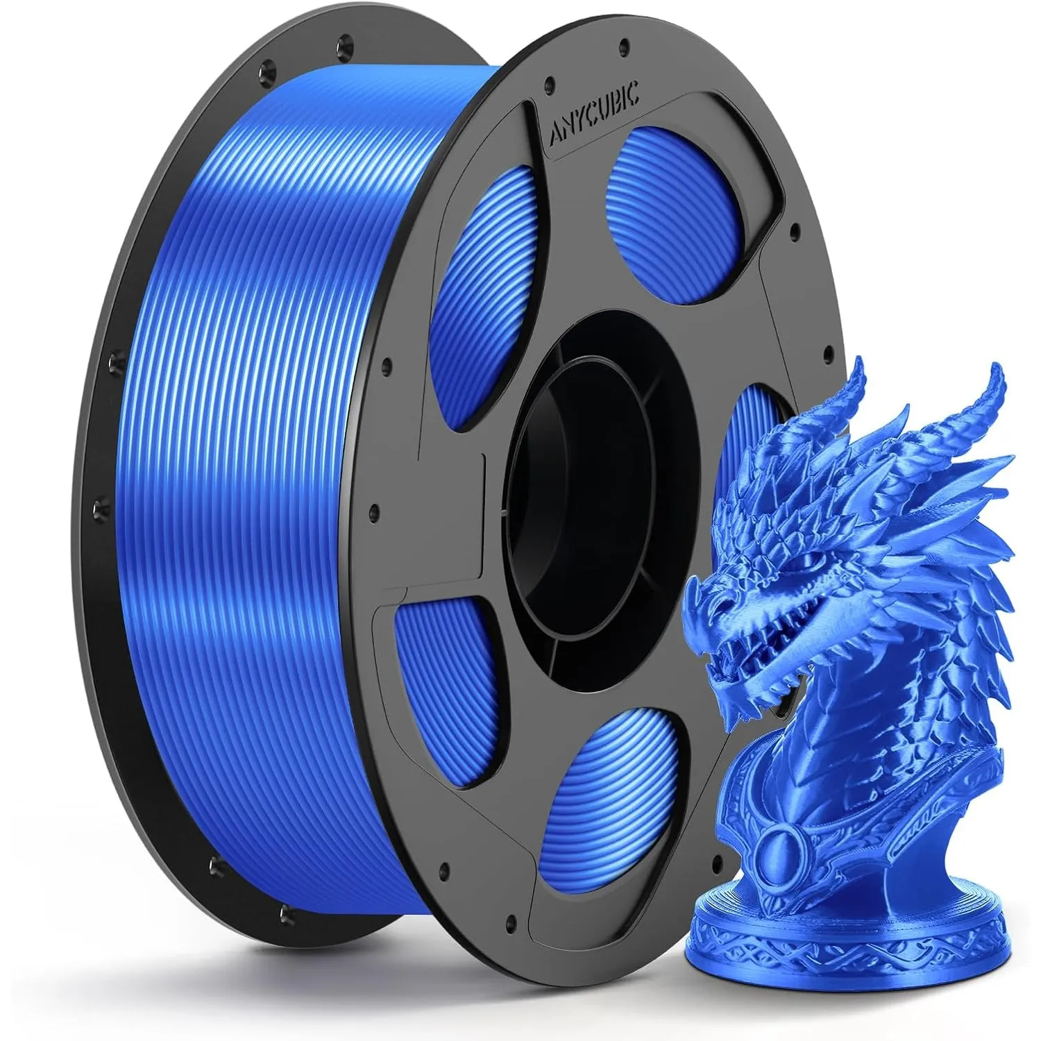 ANYCUBIC Silk PLA Filament, Seidentexturen Prächtige Farbe, 1KG Blau | Seiden PLA, Einfach zu drucken, Steuerbarer Glan…