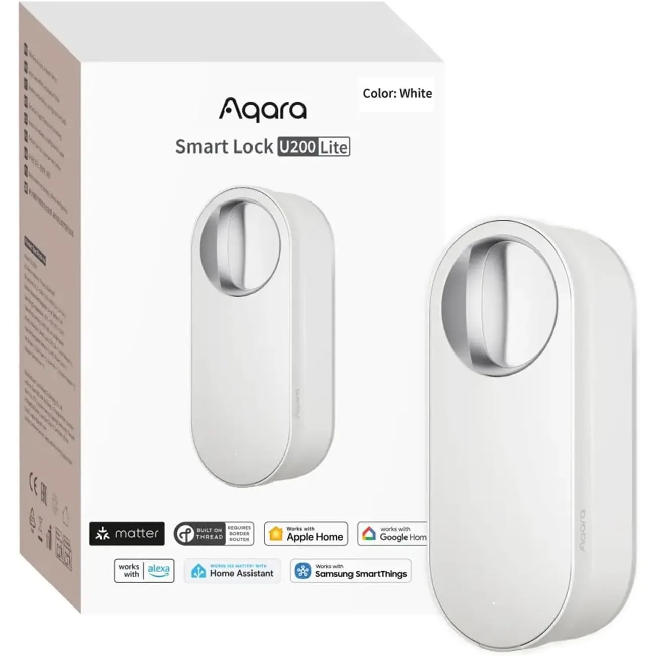 Aqara Smart Lock U200 Lite, Matter over Thread, Weiß | Smartes Türschloss mit Aufladbarem Akku, Elektrisches Türschloss…