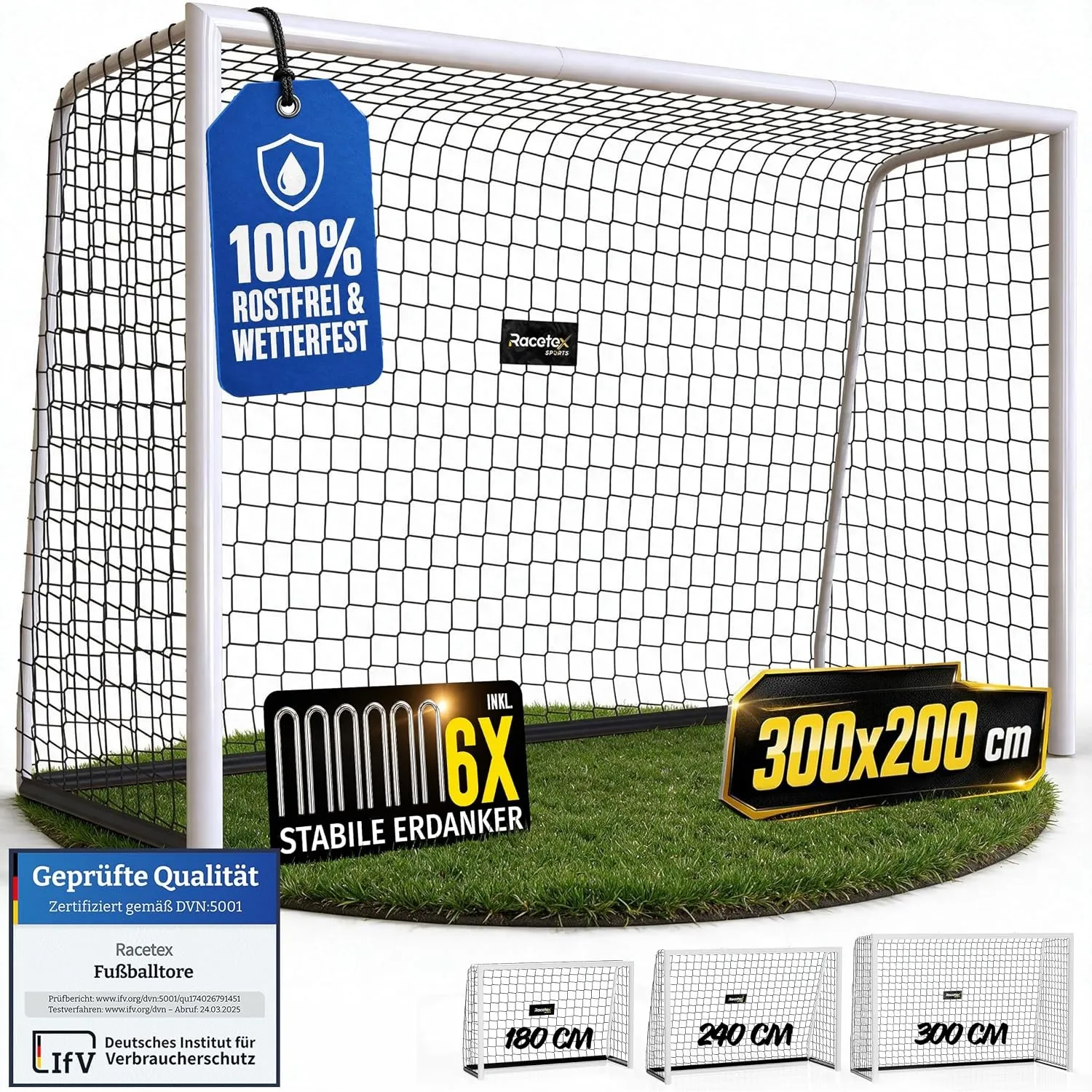 Racetex Fussballtore für Garten Kinder und Erwachsene [ENORM ROBUST] - Fußballtor Kinder mit Stabiler Stahlrahmen Front…