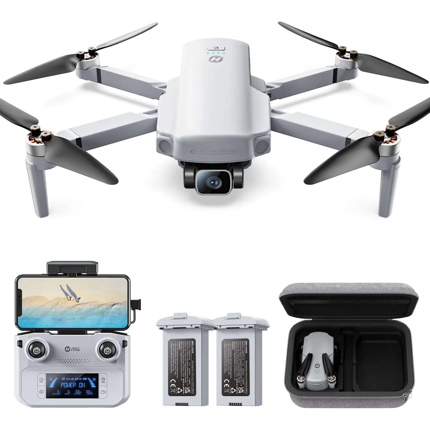 Holy Stone HS360D GPS Drohne mit 4K Kamera für Erwachsene, 5GHz FPV Übertragung bis 6KM, 80 Min. Flugzeit, Follow Me, A…