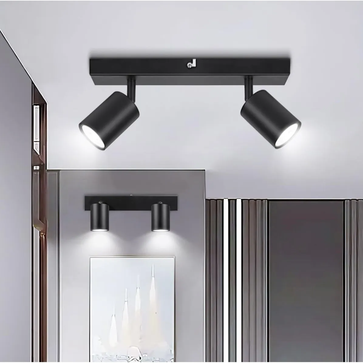 Ketom 2 Stück LED Deckenstrahler Schwarz, Deckenlampe 2 Flammig Schwenkbar, GU10 Küchenlampe Deckenleuchte Srahler, Mod…