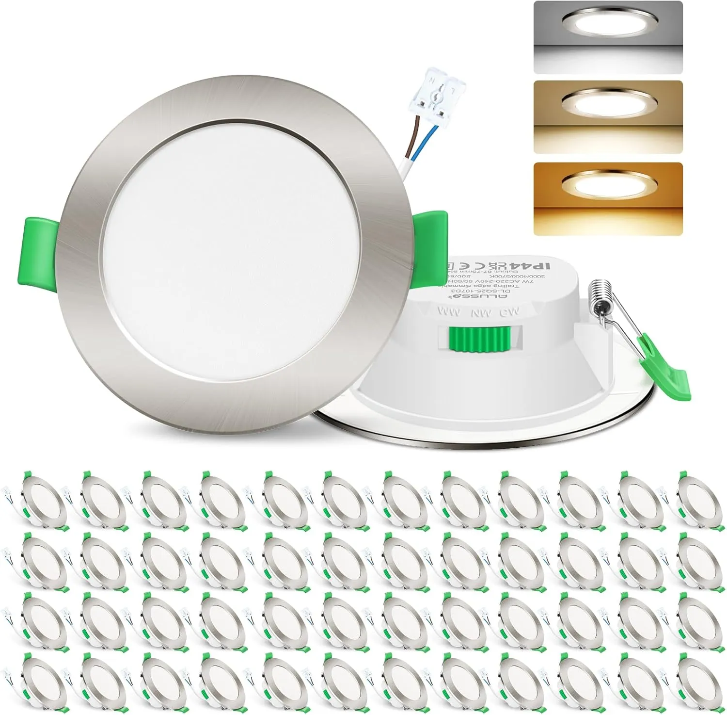 ALUSSO LED Einbaustrahler 230V Deckenspots flach Dimmbar 7W Ultra Slim Spots IP44 Deckenstrahler Einbauleuchten für Bad…