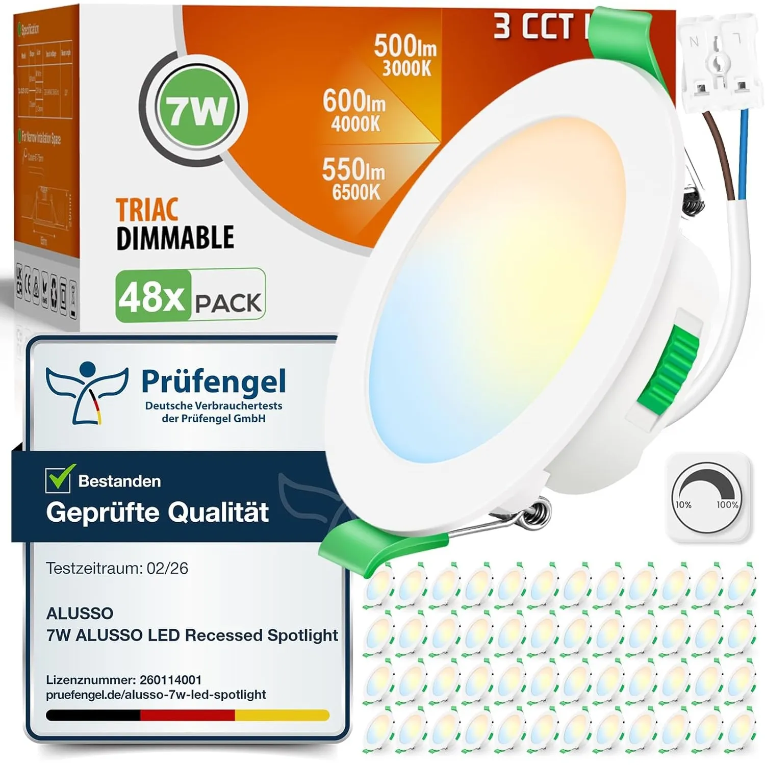 ALUSSO LED Einbaustrahler 230V Dimmbar 7W Ultra Flach IP44 LED Spots 68mm Warmweiß Neutralweiß Kaltweiß Deckenspots für…