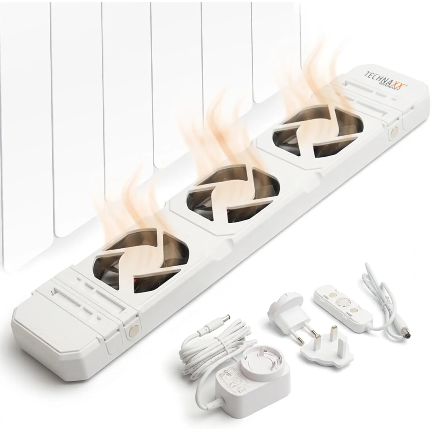 Technaxx Heizungsventilator Mono Set für Heizkörper 50–70 cm, Heizkörperventilator mit Temperatursensor, automatische E…