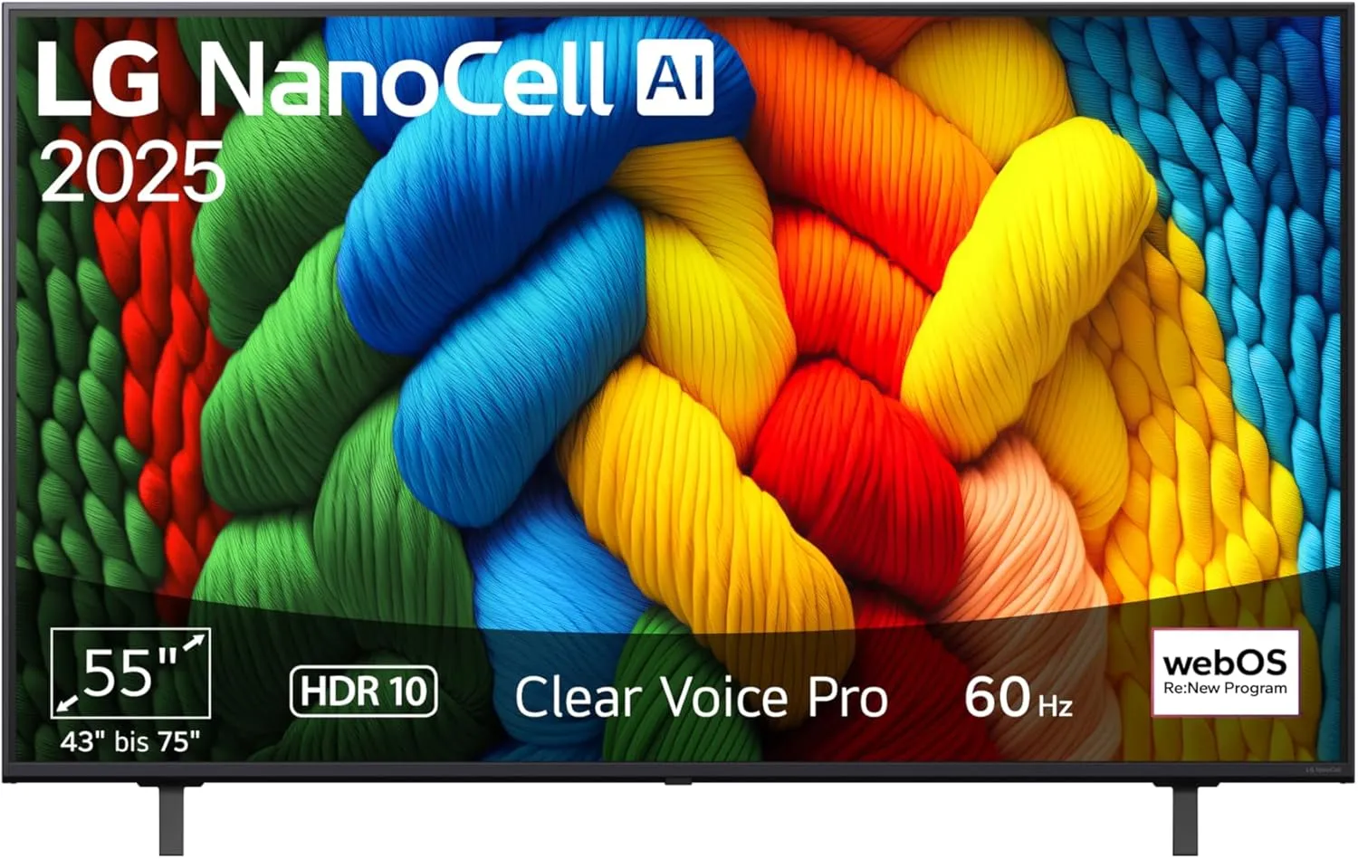 LG 55NANO80A6B TV 55 Zoll (139 cm) 4K NanoCell AI TV (α7 Gen8 4K AI Prozessor, webOS 25, 60Hz) [Modelljahr 2025]