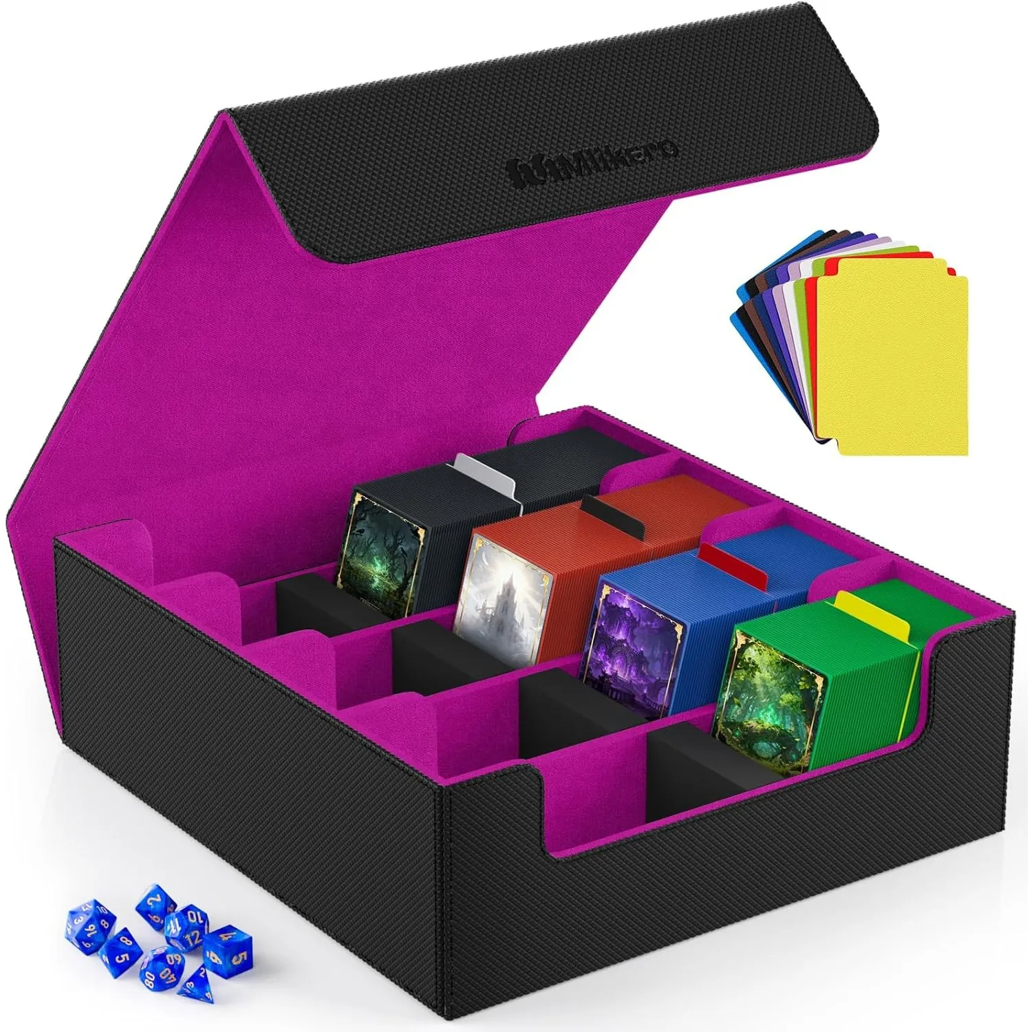 Mlikero Sammelkarten-Aufbewahrungsbox für 2400+ Karten, Magnetische Karten Deck-Box mit 10 Kartenteilern und 4 Schaumst…