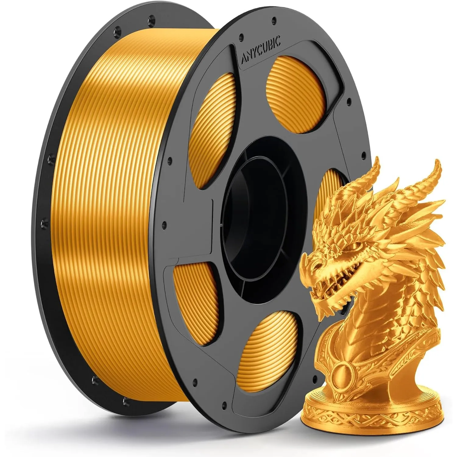 ANYCUBIC Silk PLA Filament, Seidentexturen Prächtige Farbe, 1KG Gold | Seiden PLA, Einfach zu drucken, Steuerbarer Glan…