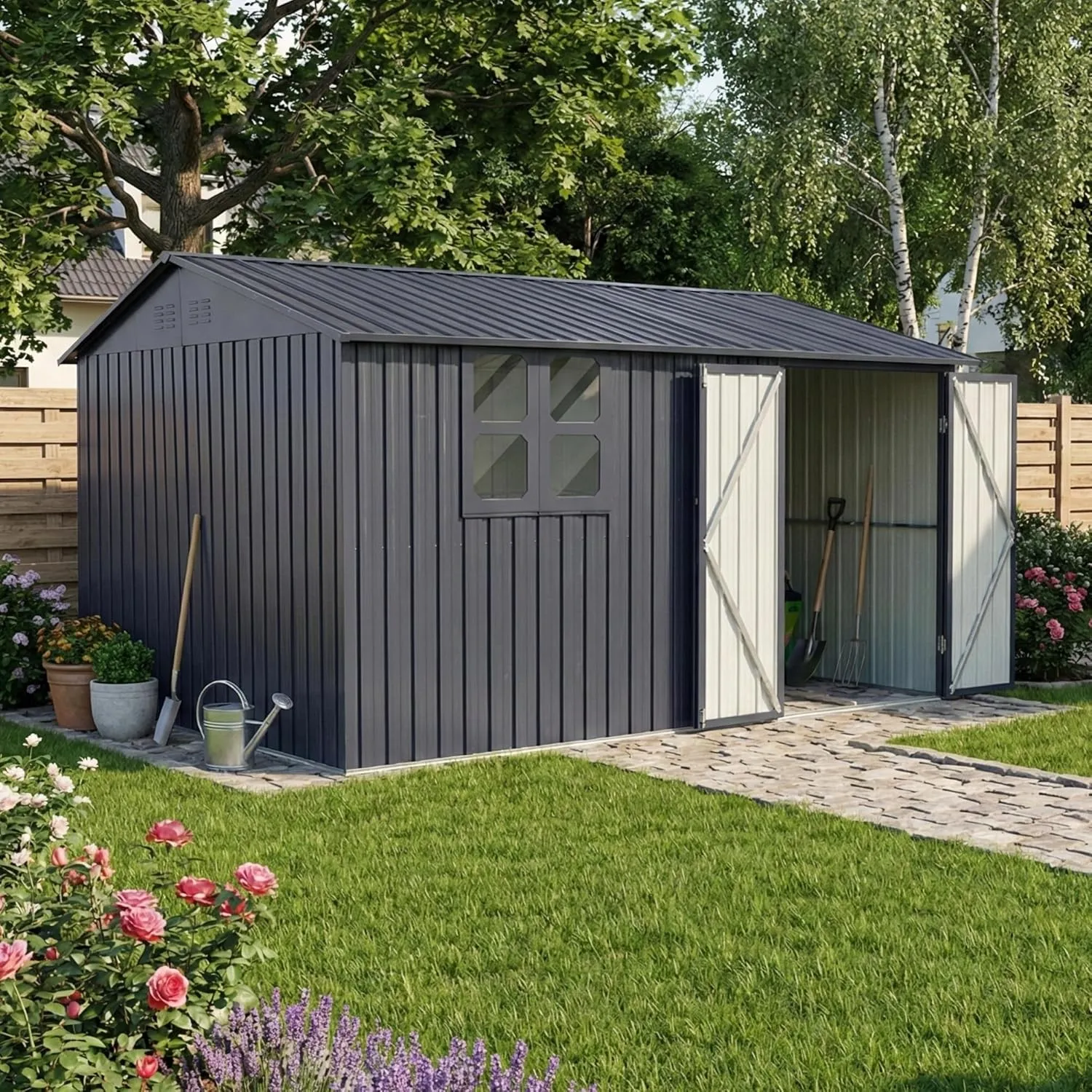 Albatros Gerätehaus 3XL RAL7016 | 371x304x201cm, 22,6m³, abschließbar
