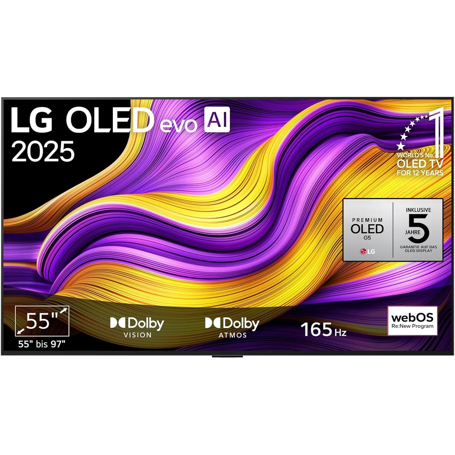 LG OLED55G57LW TV 55 Zoll (139 cm) 4K OLED evo AI TV (α11 Gen2 4K AI Prozessor, webOS 25, 120Hz (VRR bis zu 165Hz)) [Mo…