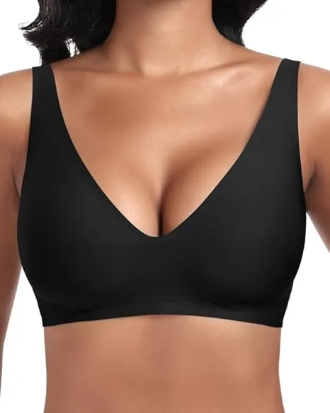 Jiuday Deep V Push Up Bra without Underwire for Women Comfortable Bra for Large Breasts Strong Hold Seamless Soft Bra N…