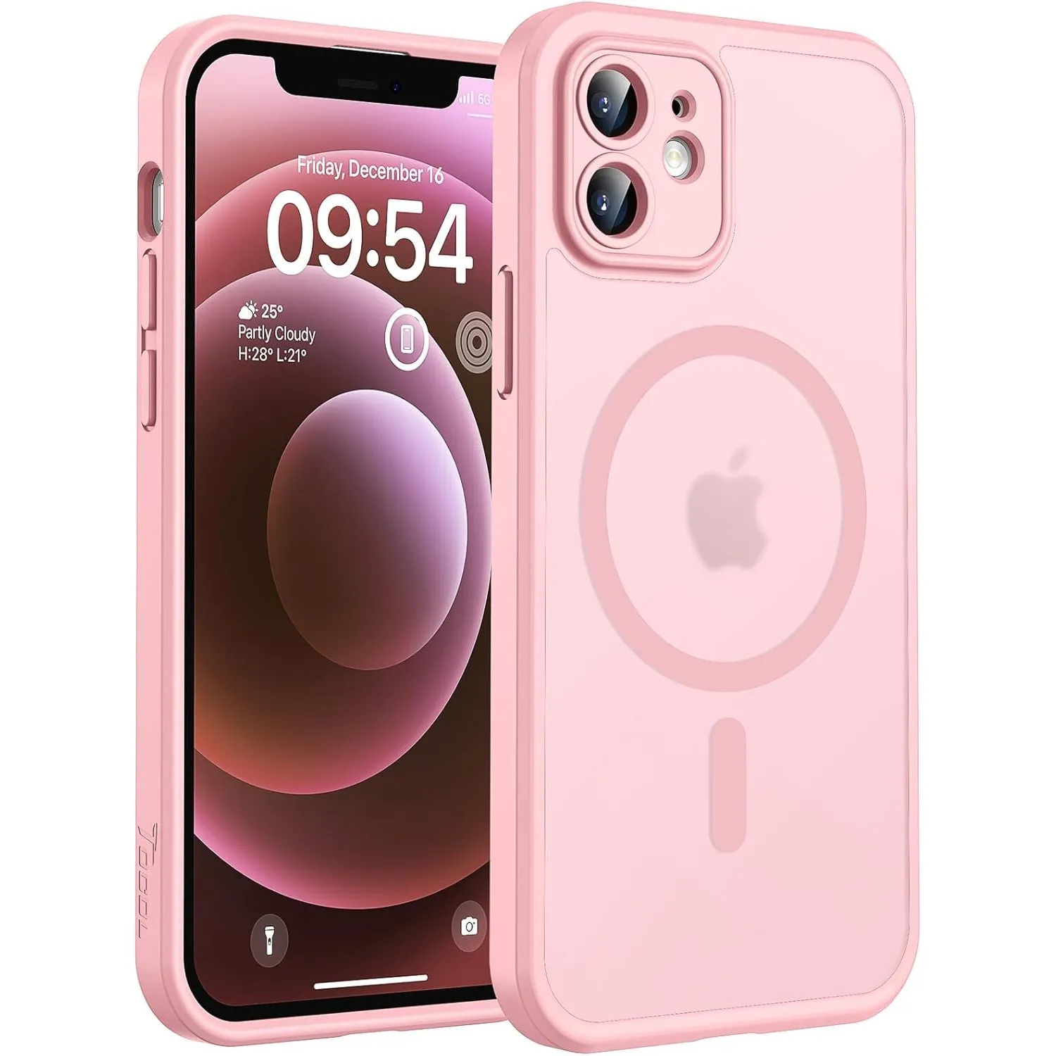 TOCOL für iPhone 12 Hülle, Kompatibel mit MagSafe, Hellrosa