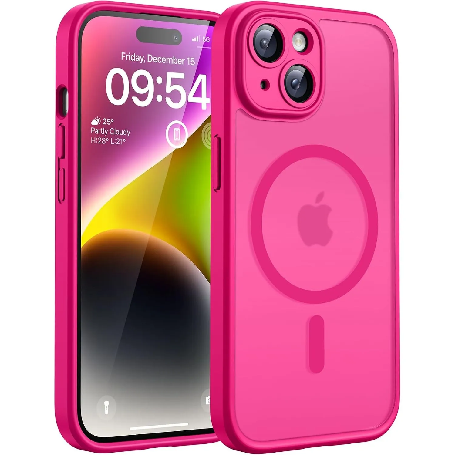 TOCOL für iPhone 14 Hülle, Kompatibel mit MagSafe, Heißes Rosa