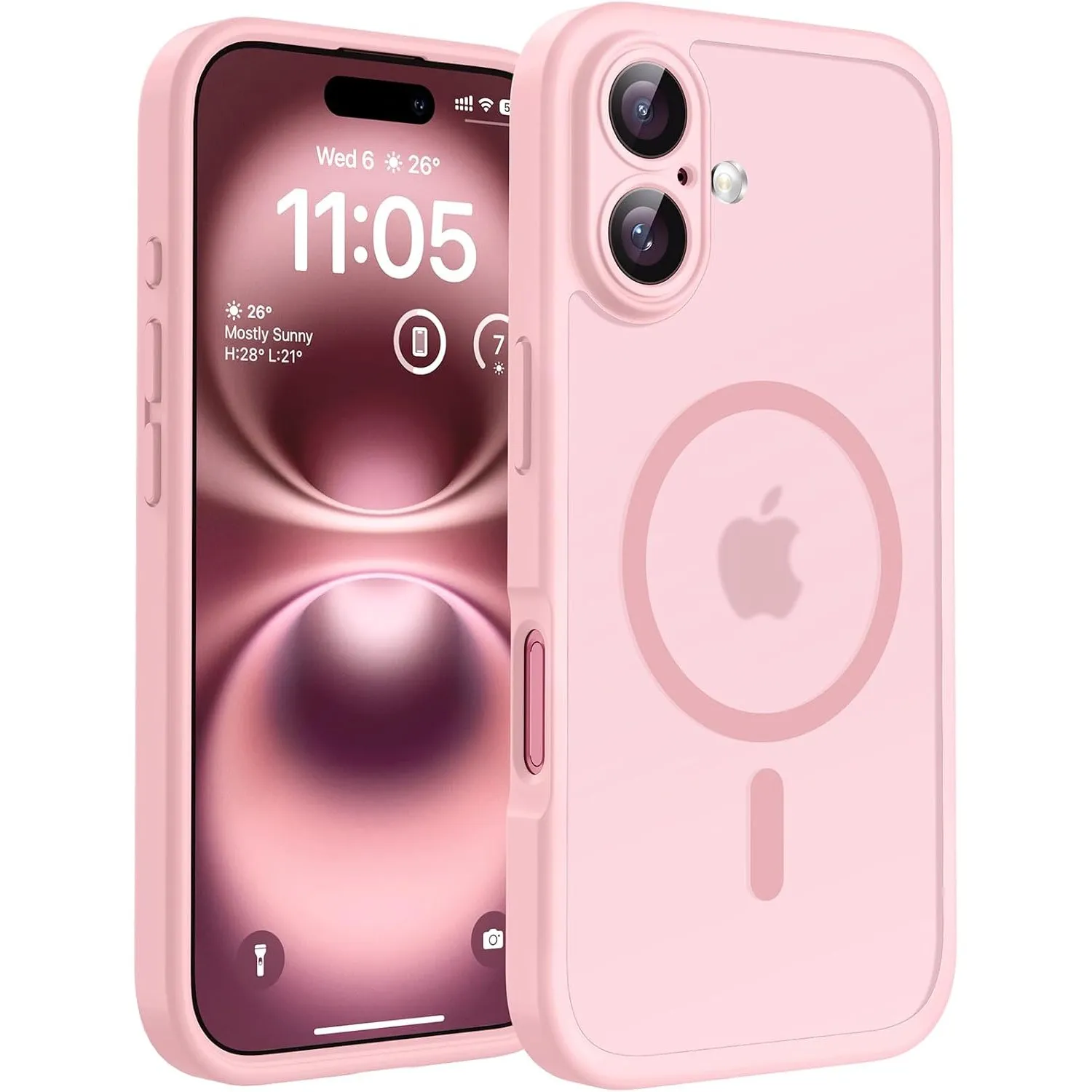 TOCOL für iPhone 16 Hülle, Kompatibel mit MagSafe, Hellrosa
