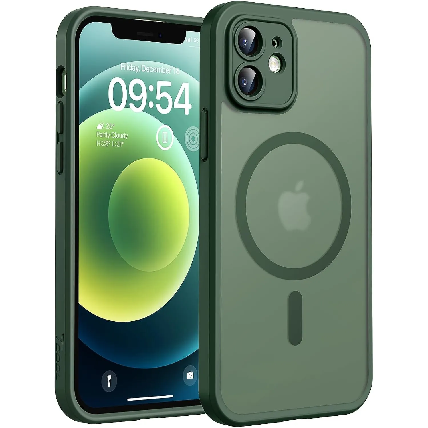 TOCOL für iPhone 12 Hülle, Kompatibel mit MagSafe, Alpengrün