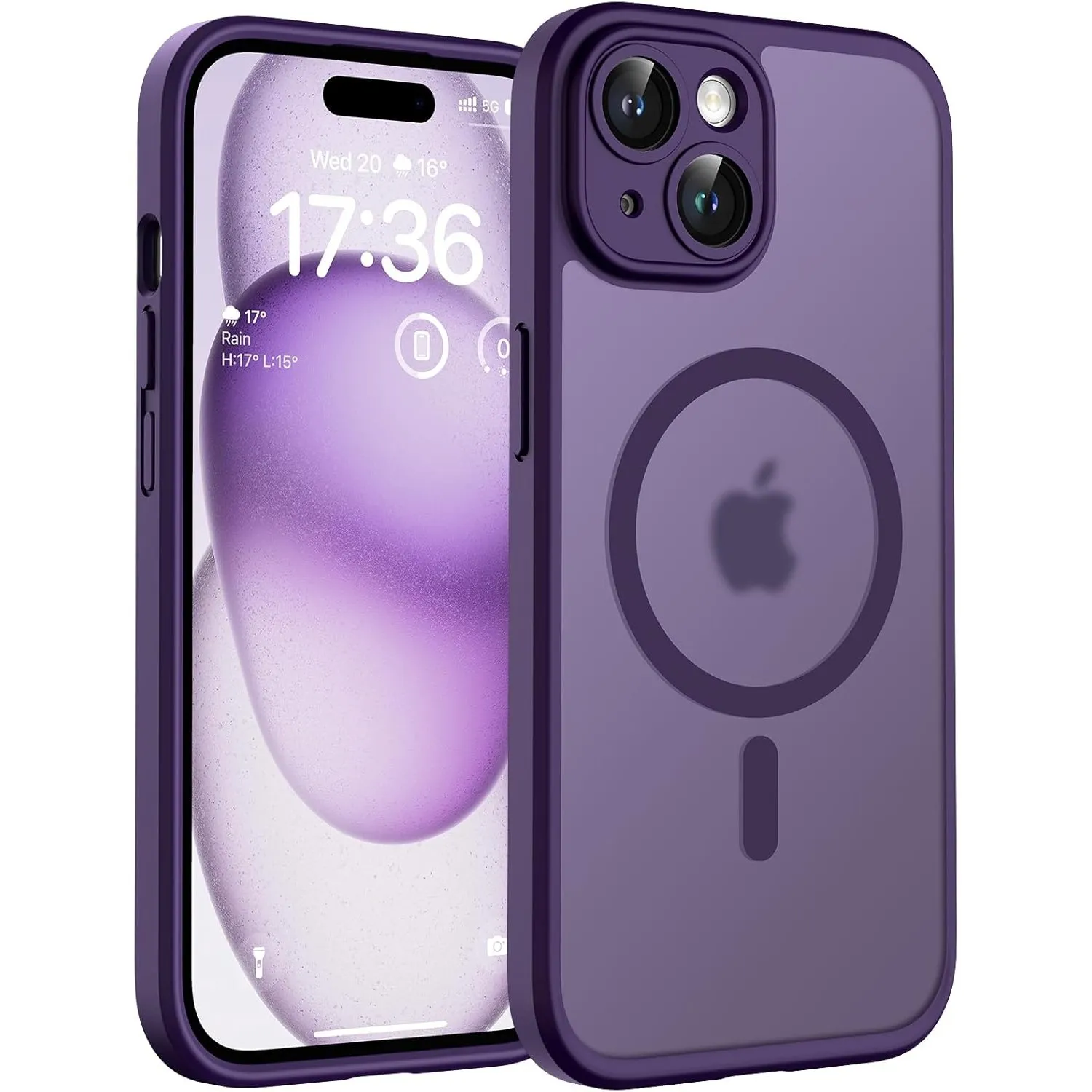 TOCOL für iPhone 15 Hülle, Kompatibel mit MagSafe, Dunkellila