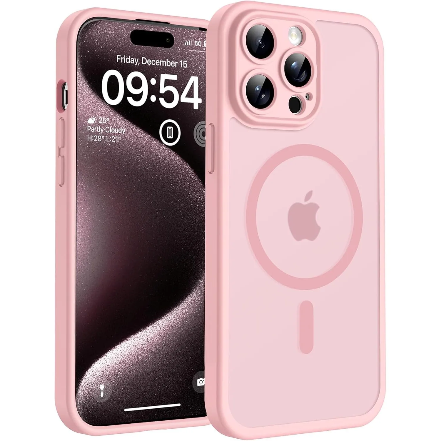 TOCOL für iPhone 15 Pro Max Hülle, Kompatibel mit MagSafe, Hellrosa