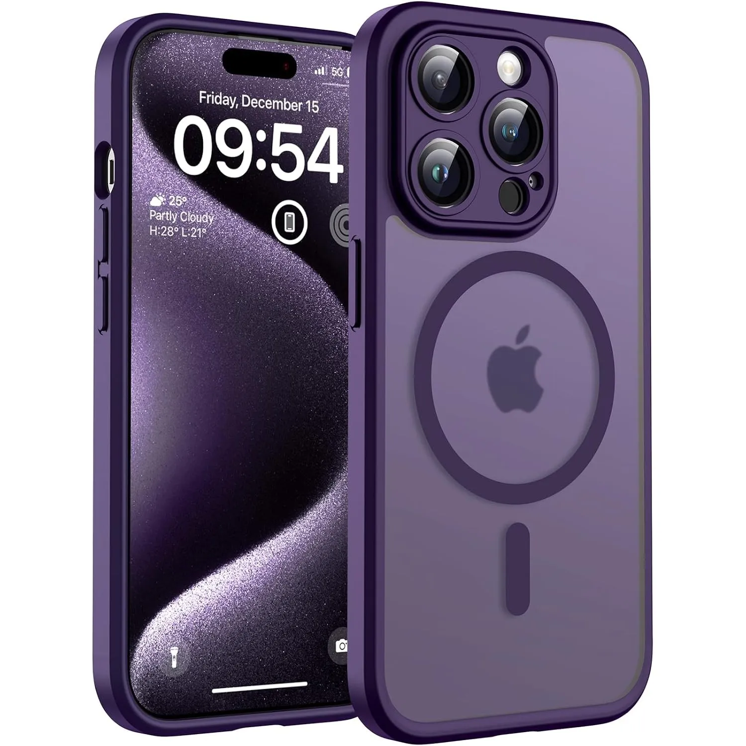 TOCOL für iPhone 15 Pro Hülle, Kompatibel mit MagSafe, Dunkellila