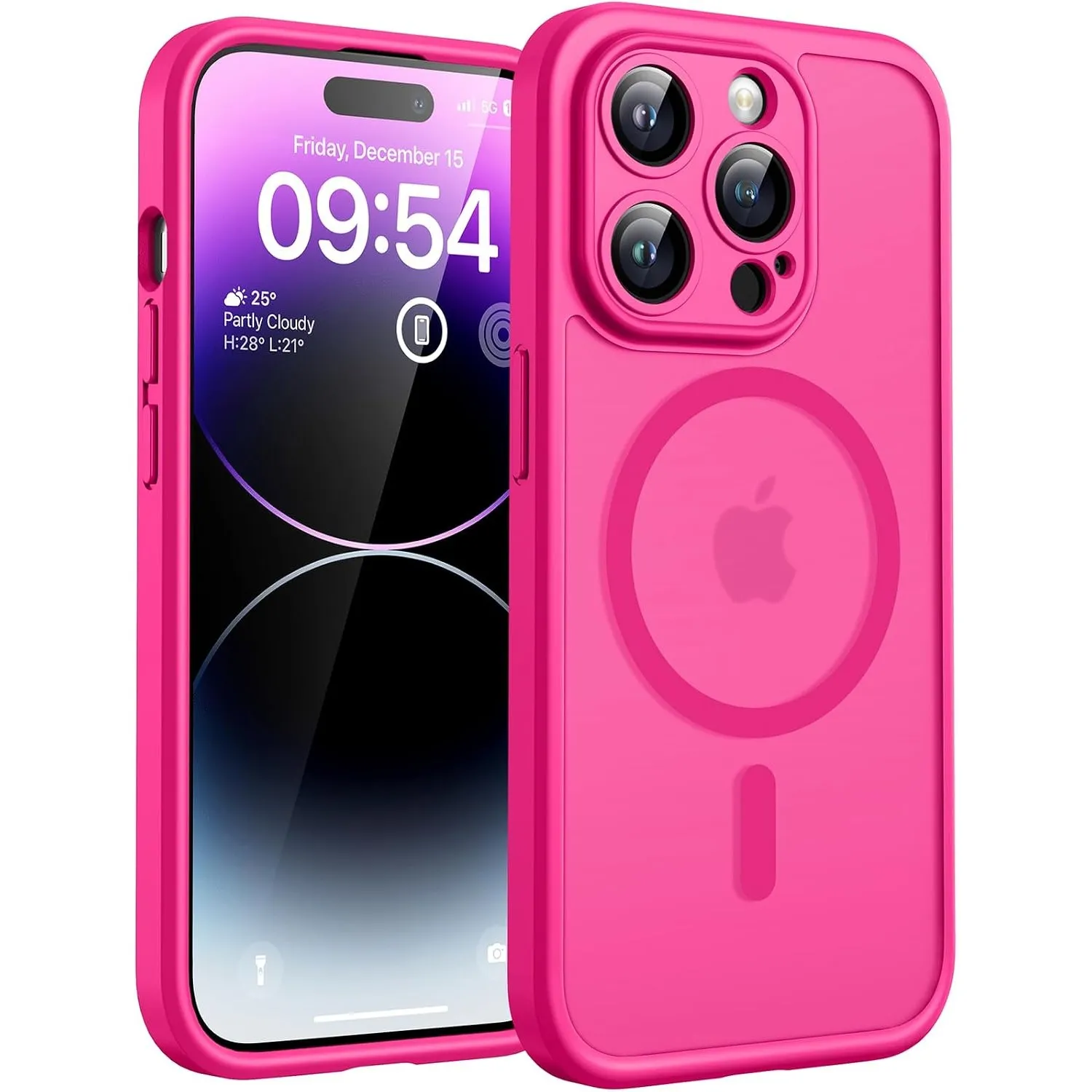 TOCOL für iPhone 14 Pro Hülle, Kompatibel mit MagSafe, Heißes Rosa