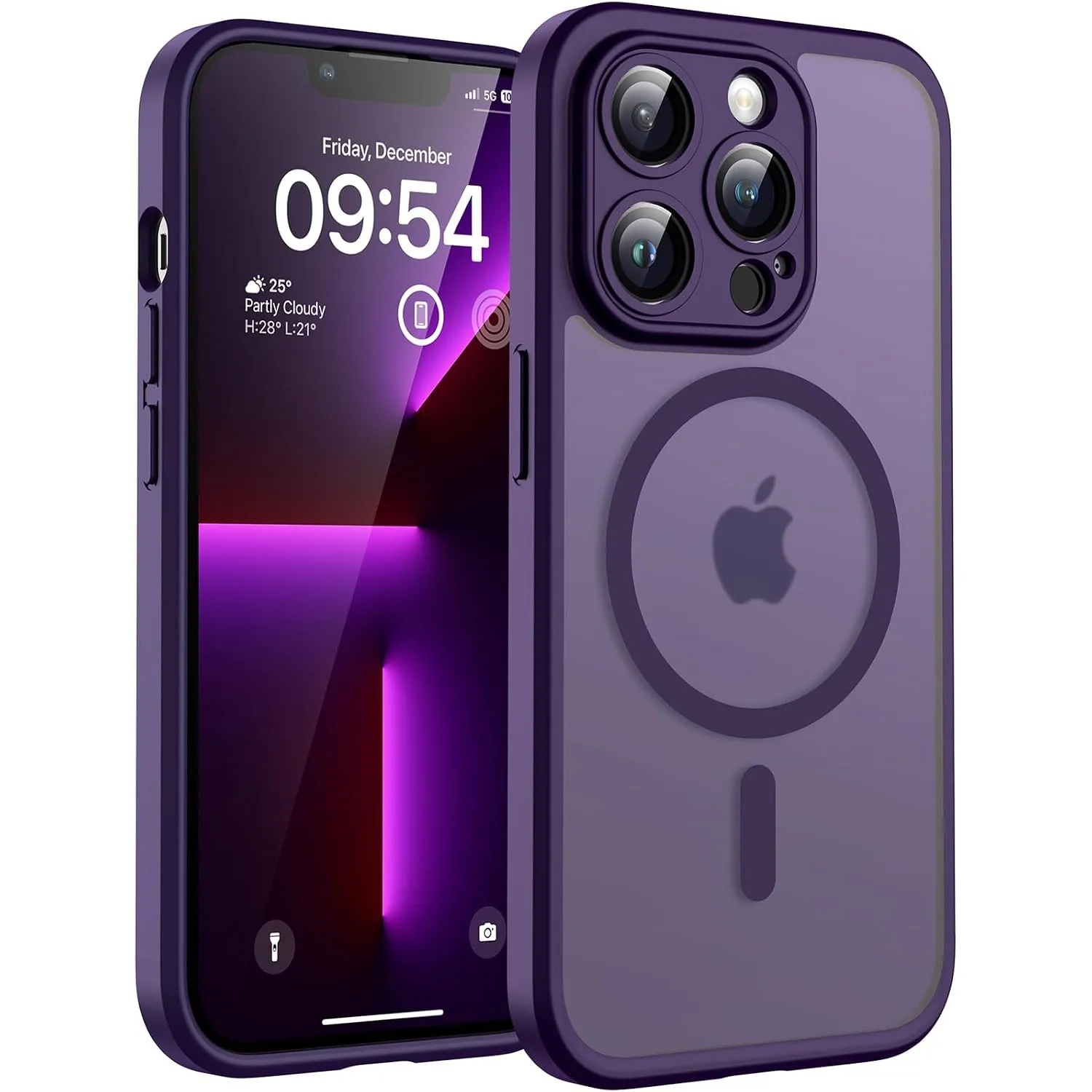 TOCOL für iPhone 13 Pro Hülle, Kompatibel mit MagSafe, Dunkellila